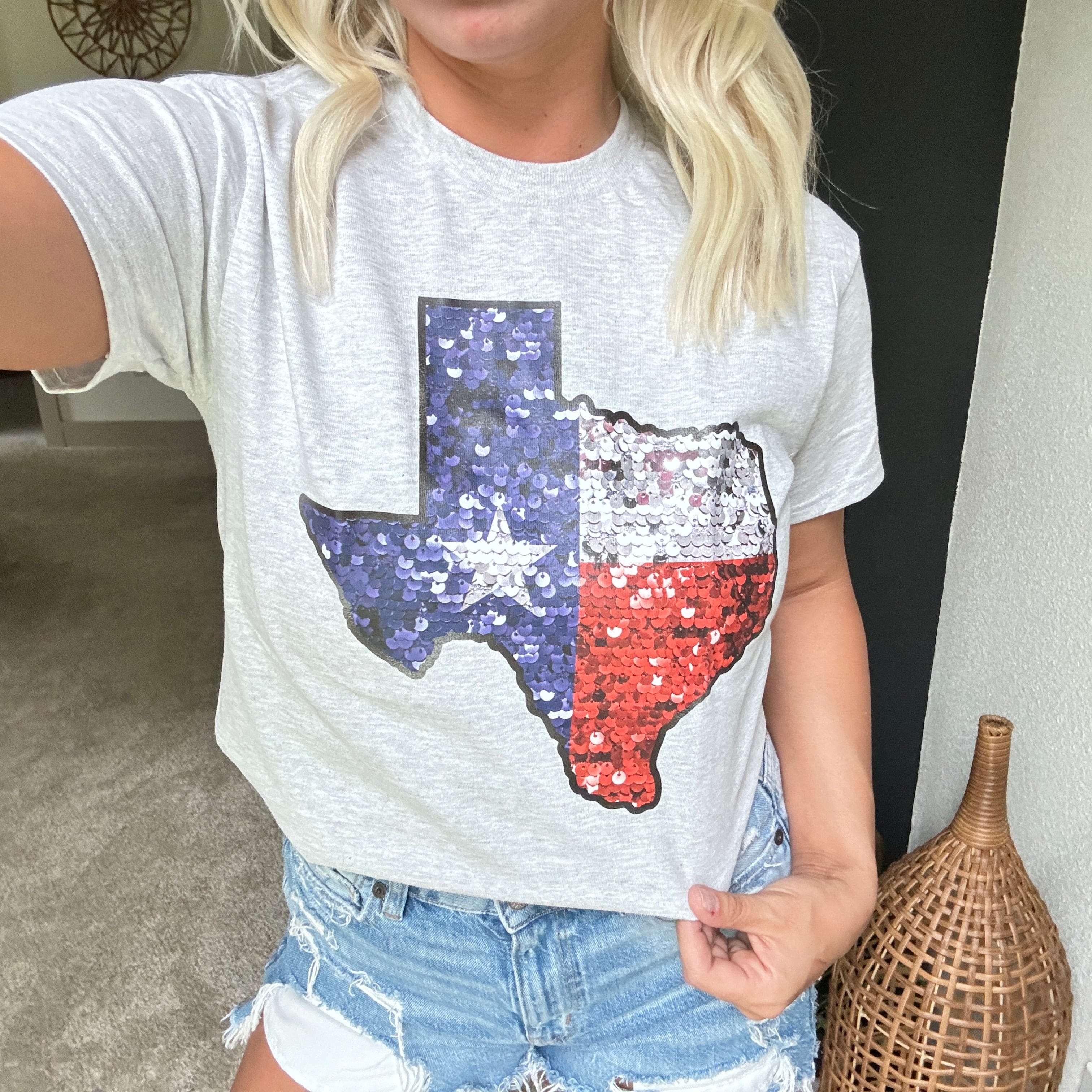 Women - Apparel - Shirts - T-Shirts Texas Faux Sequin Graphic Tee