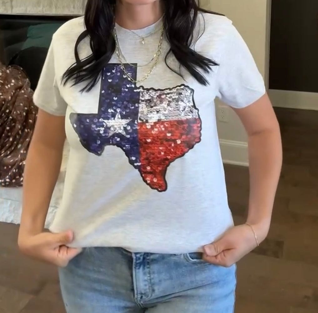 Women - Apparel - Shirts - T-Shirts Texas Faux Sequin Graphic Tee