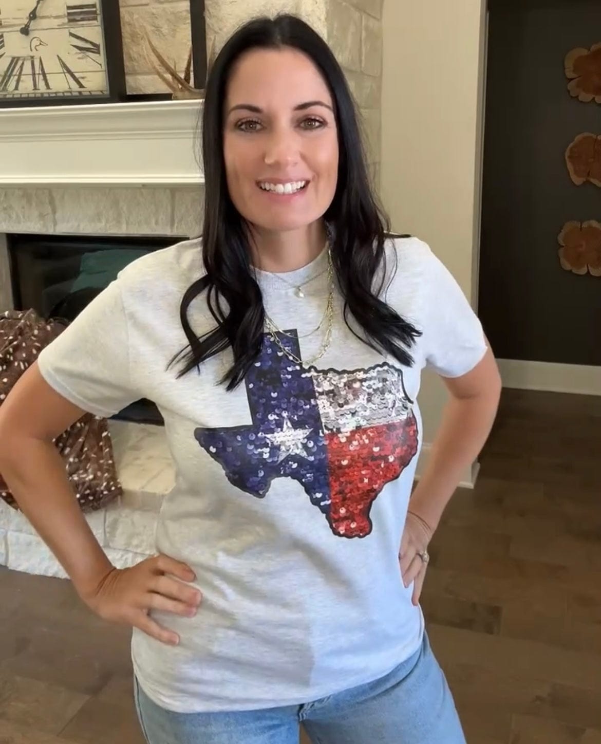 Women - Apparel - Shirts - T-Shirts Texas Faux Sequin Graphic Tee