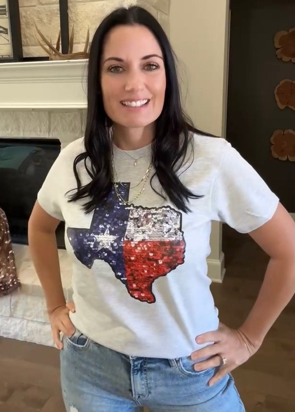 Women - Apparel - Shirts - T-Shirts Texas Faux Sequin Graphic Tee