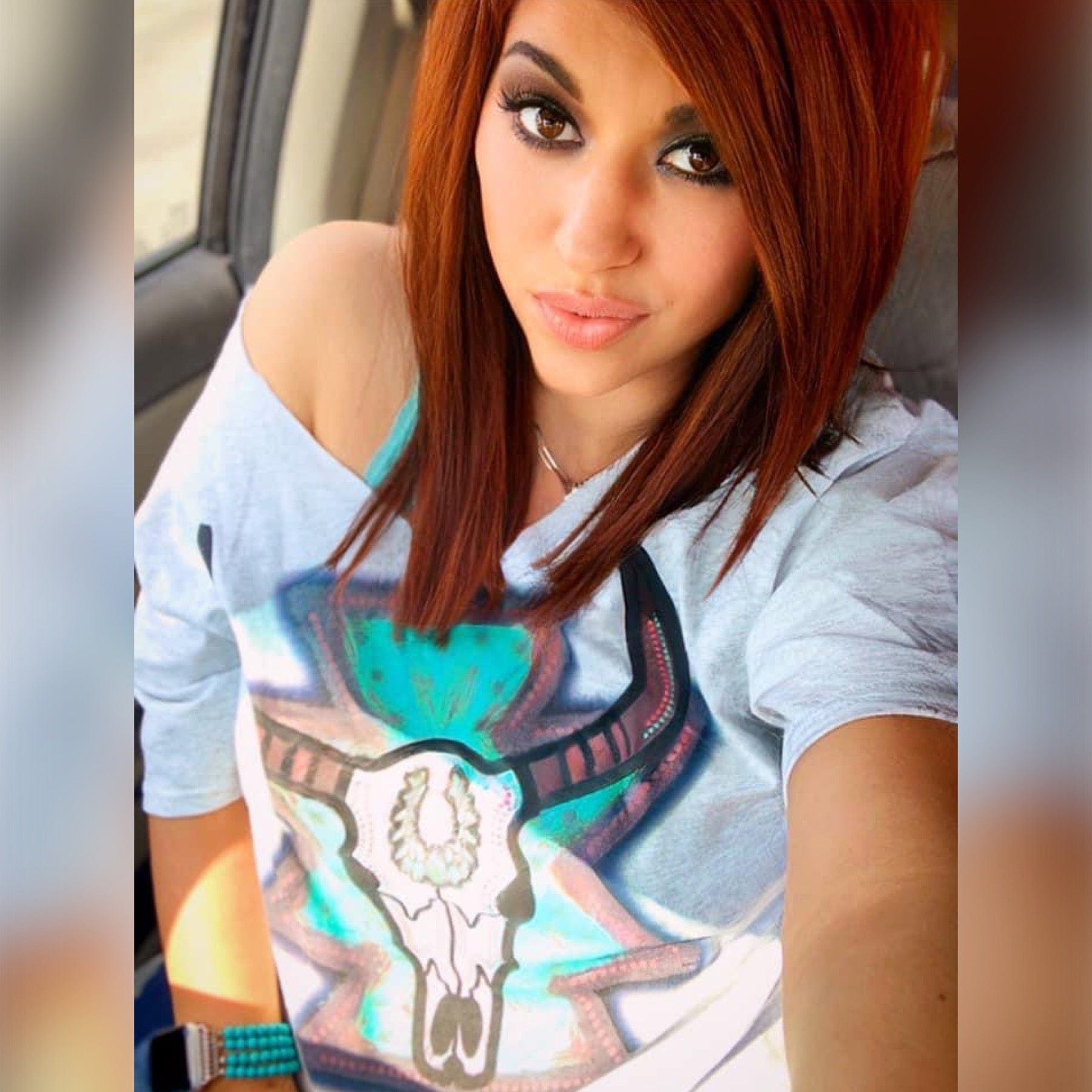 Turquoise Bull Skull Graphic Tee