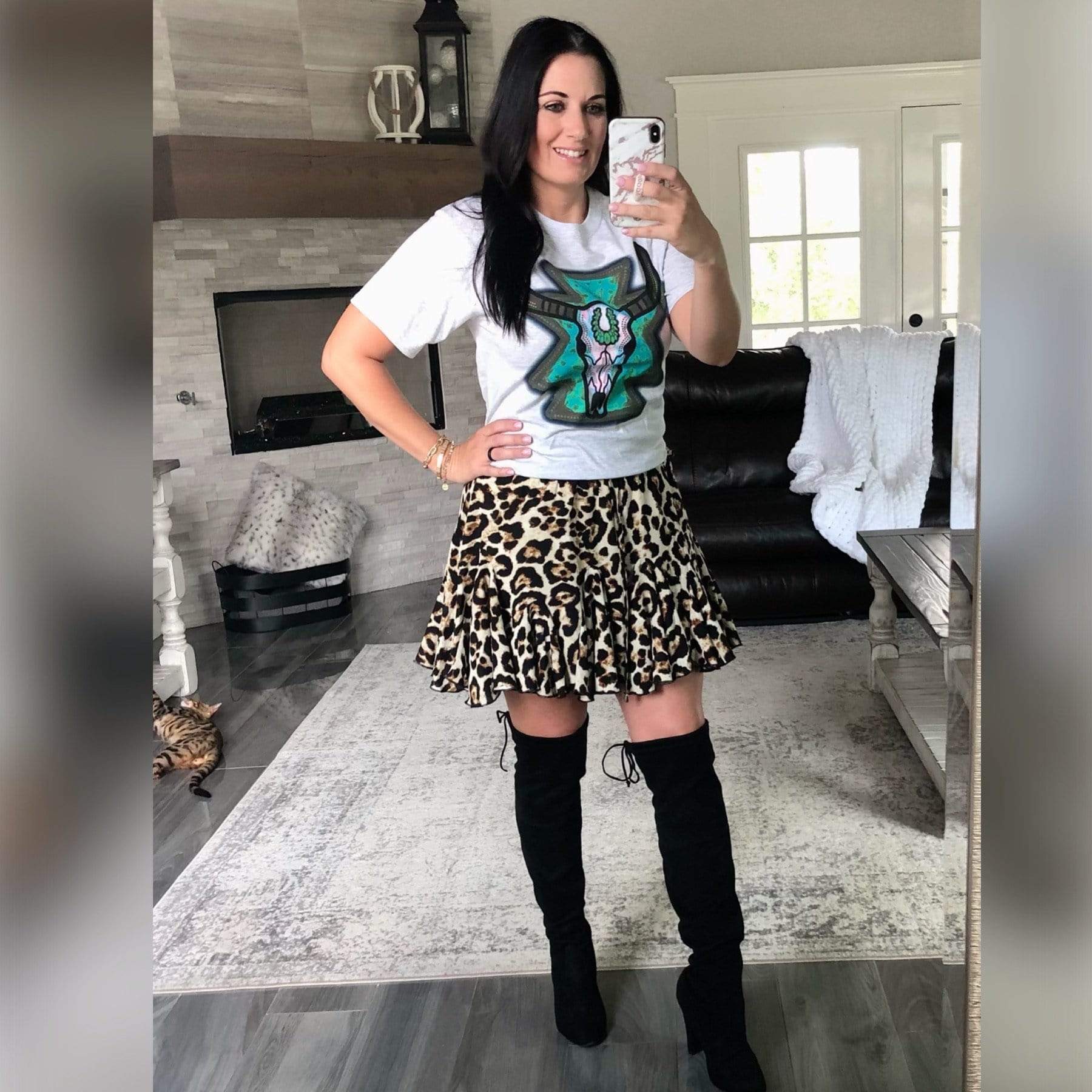 Turquoise Bull Skull Graphic Tee