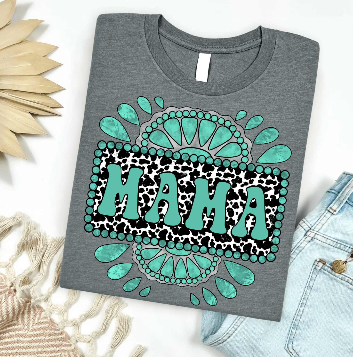 Women - Apparel - Shirts - T-Shirts Turquoise Mama Gemstone Graphic Tee