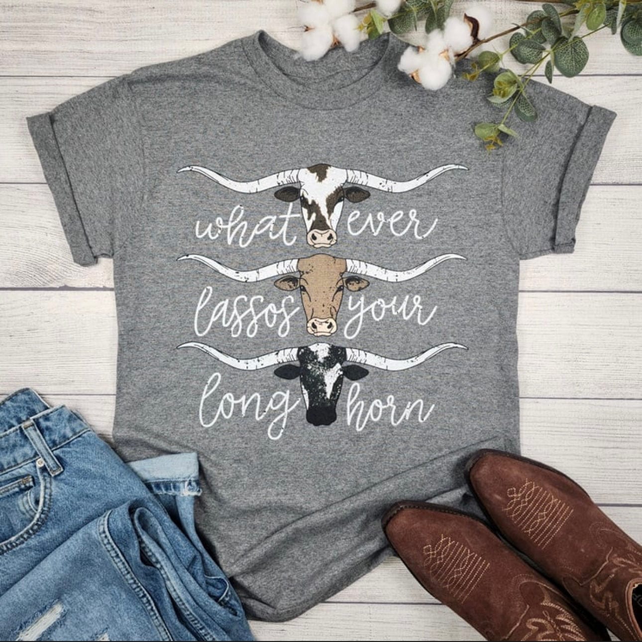 Women - Apparel - Shirts - T-Shirts Whatever Lassos Your Longhorn Graphic Tee
