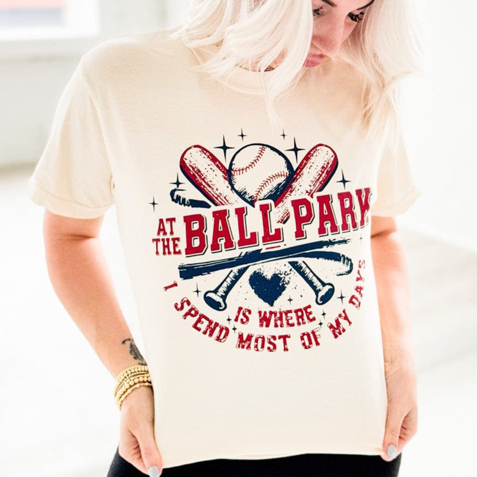 Women - Apparel - Shirts - T-Shirts At The Ballpark Is Where I Spend Most Of My Days Graphic Tee