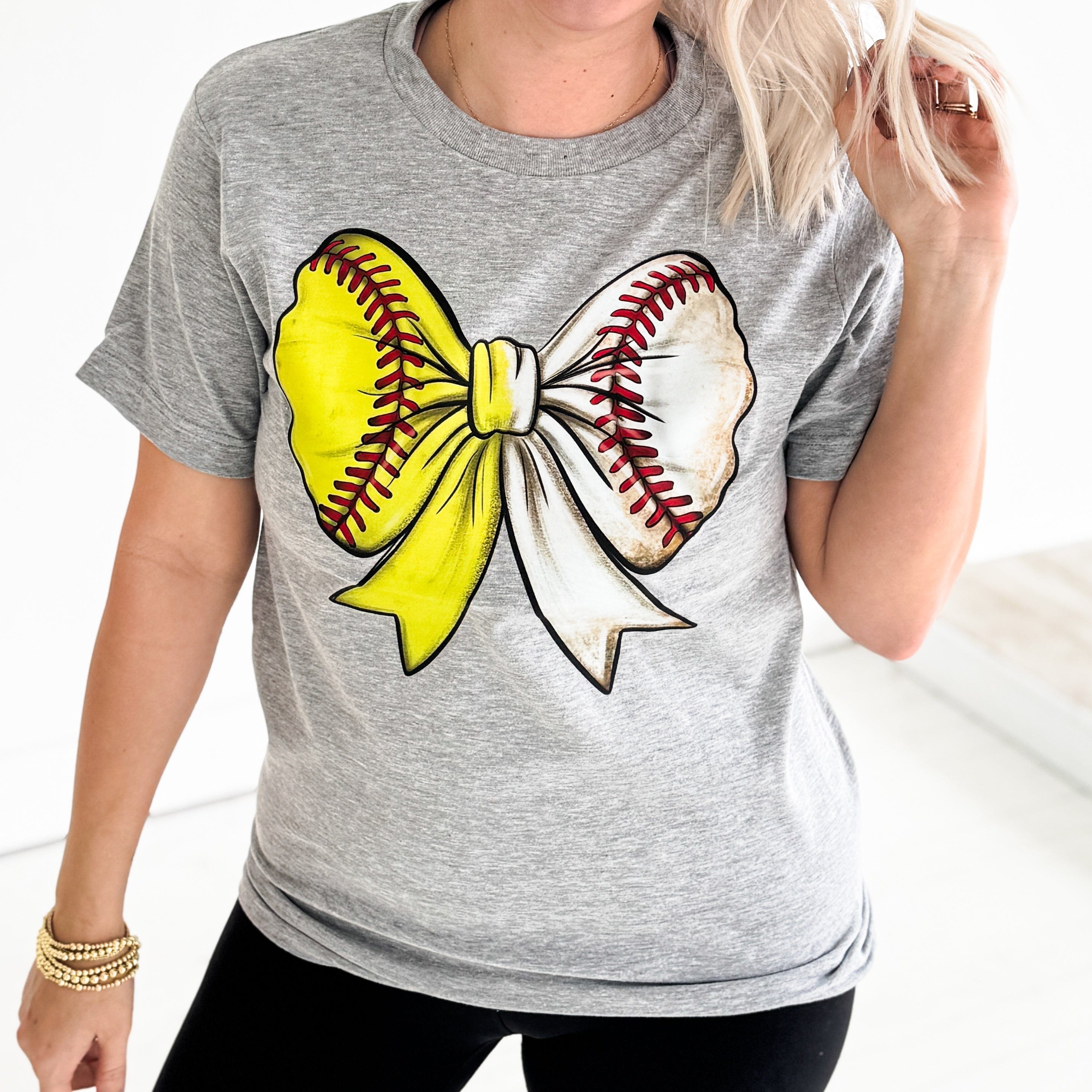 Women - Apparel - Shirts - T-Shirts Baseball/Softball Bow Graphic Tee