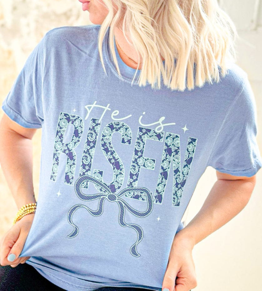Women - Apparel - Shirts - T-Shirts Blue He Is Risen Graphic Tee