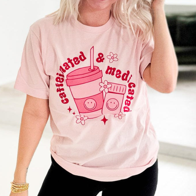 Women - Apparel - Shirts - T-Shirts Caffeinated & Medicated Graphic Tee