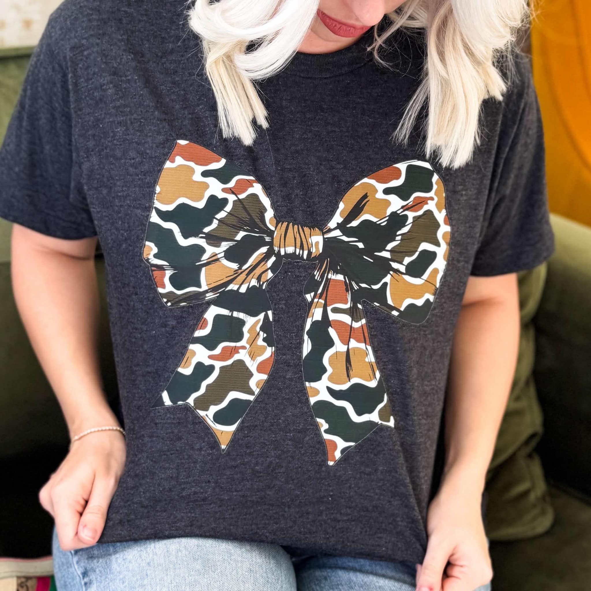 Women - Apparel - Shirts - T-Shirts Camo Bow Graphic Tee