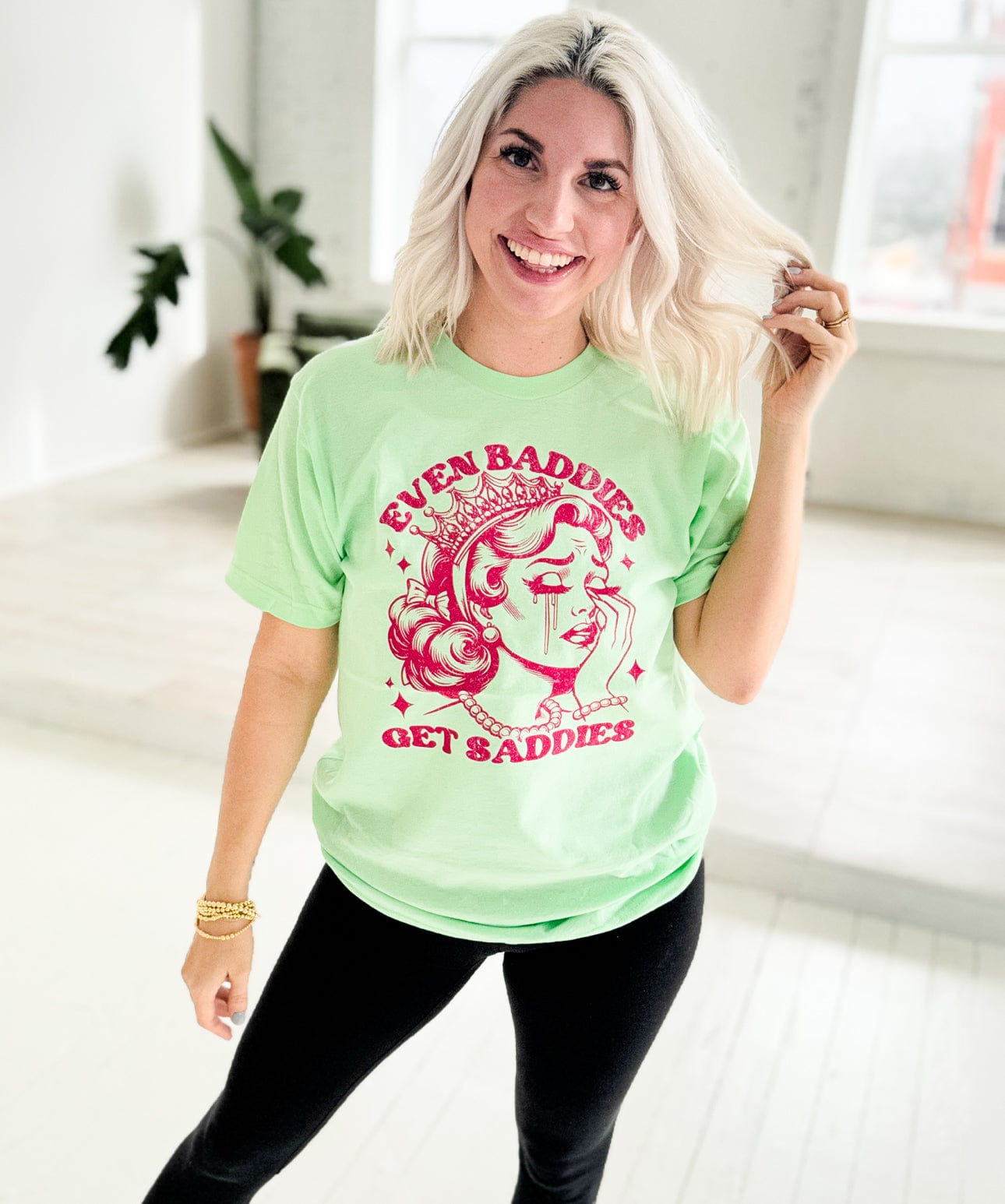 Women - Apparel - Shirts - T-Shirts Even Baddies Get Saddies Graphic Tee