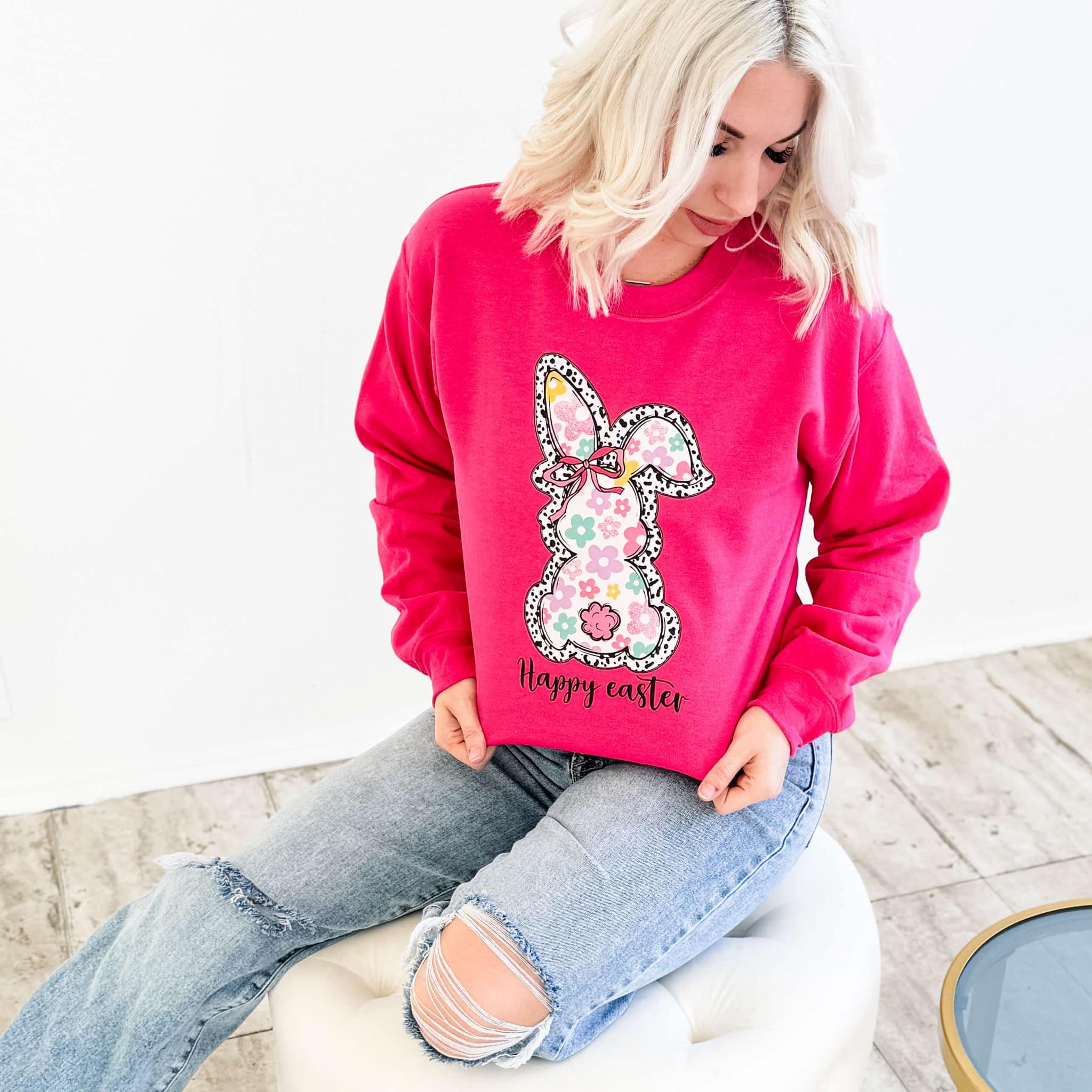 Women - Apparel - Shirts - T-Shirts Flower Dot Bunny Graphic Sweatshirt