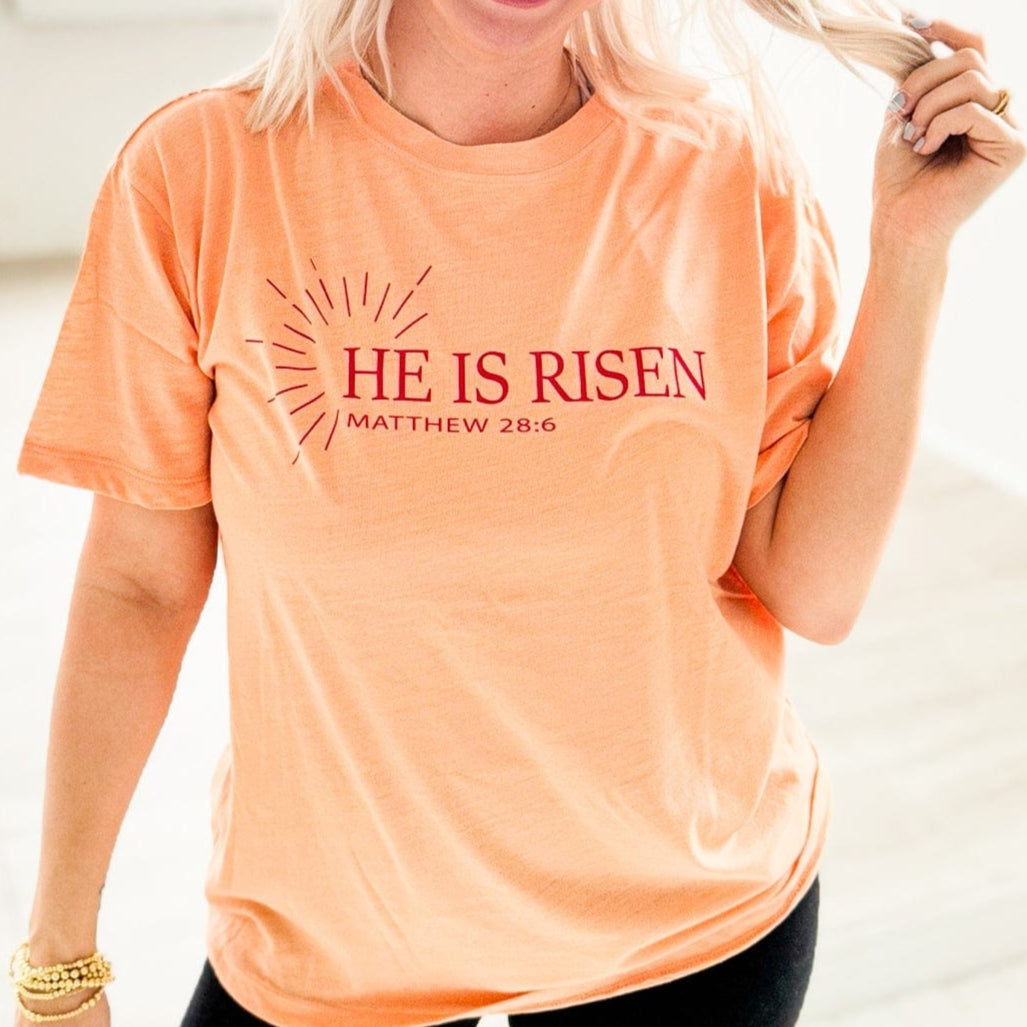 Women - Apparel - Shirts - T-Shirts He Is Risen Matthew 28:6 Graphic Tee