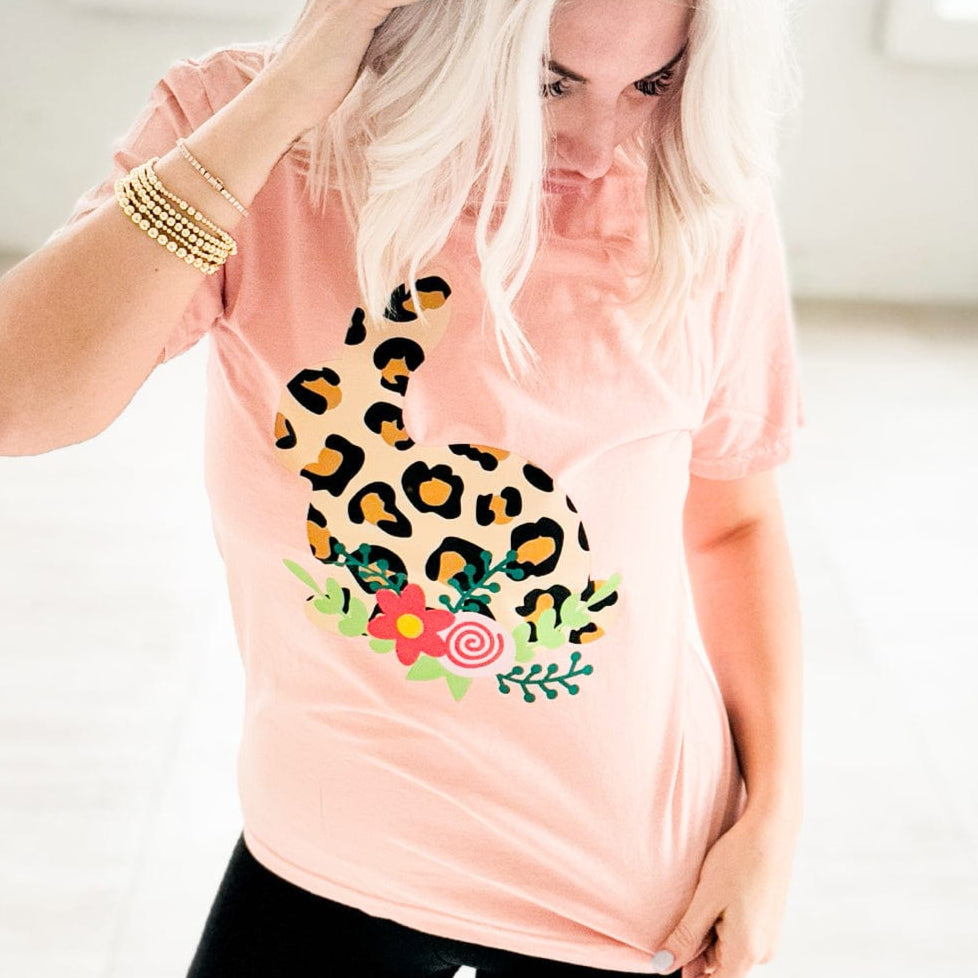 Women - Apparel - Shirts - T-Shirts Leopard Bunny Graphic Tee