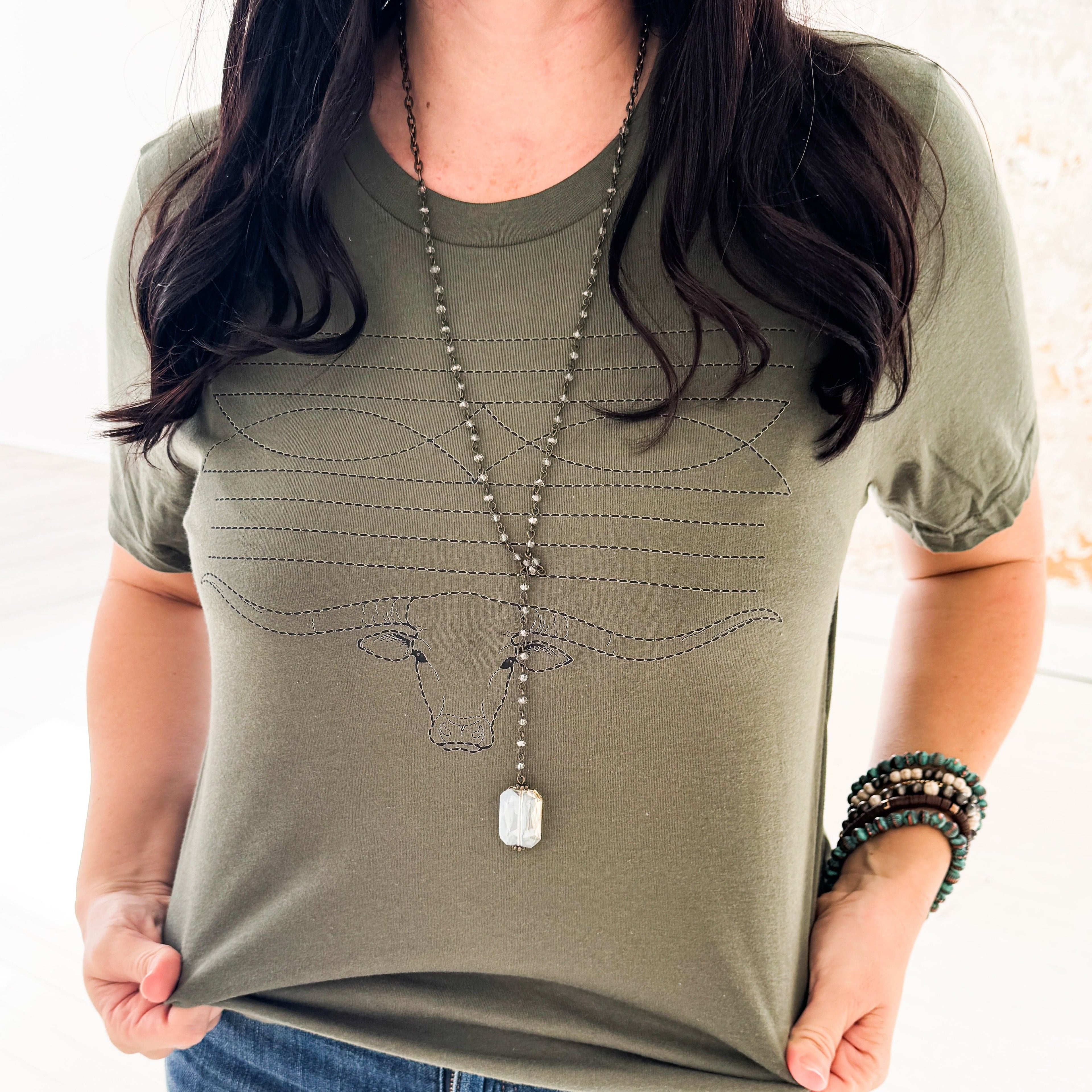 Women - Apparel - Shirts - T-Shirts Longhorn Boot Stitch Graphic Tee