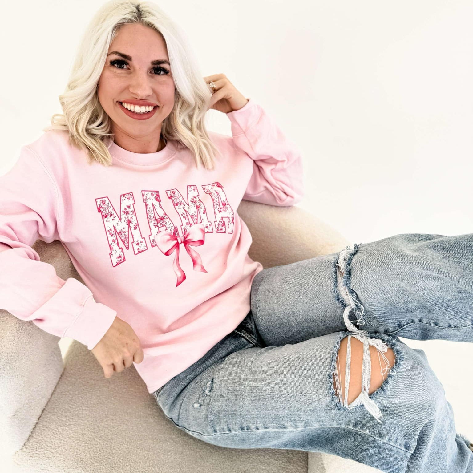 Women - Apparel - Shirts - T-Shirts Pink Mama Bow Sweatshirt
