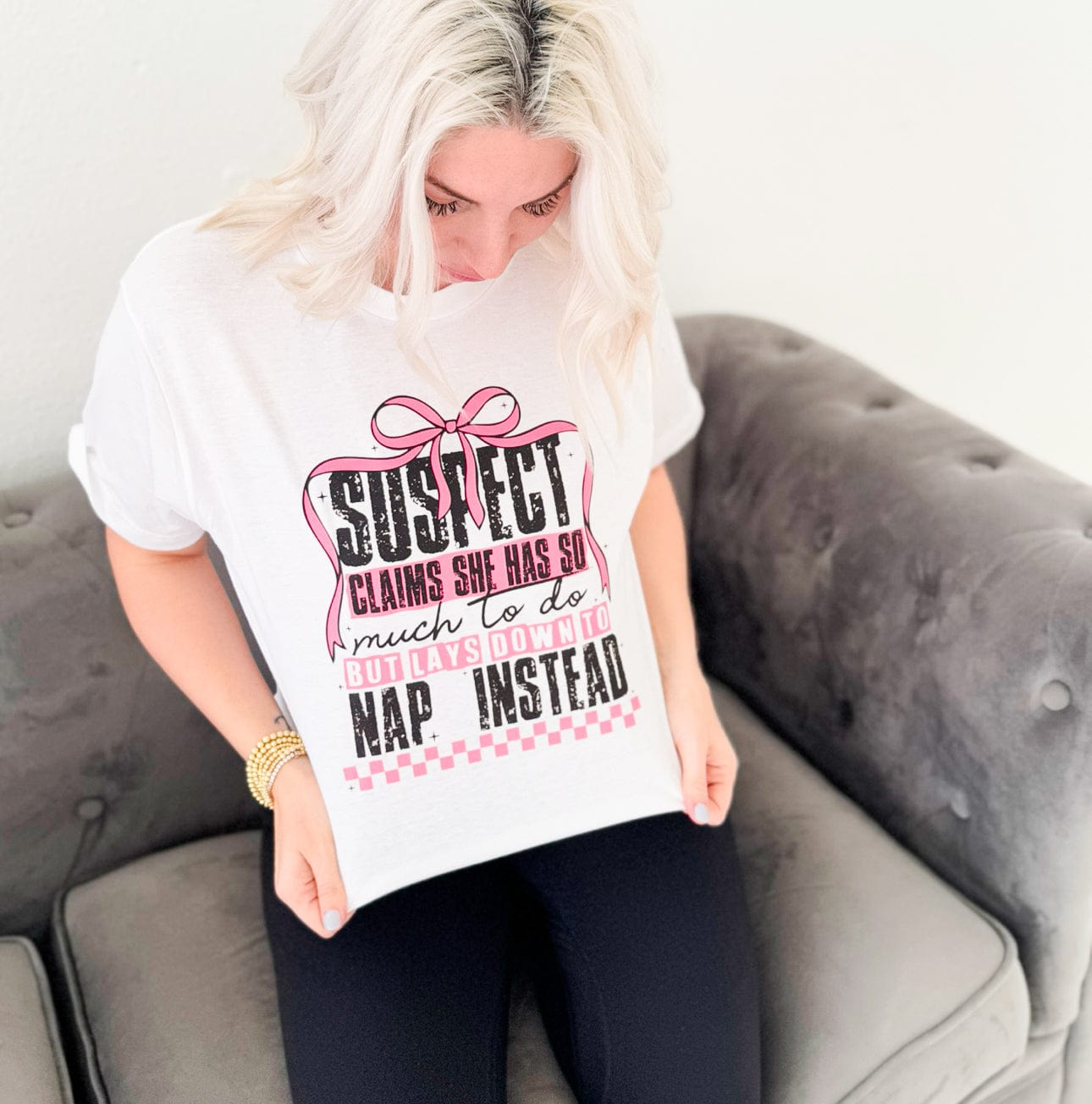Women - Apparel - Shirts - T-Shirts Suspect Claims She Has So Much To Do Graphic Tee