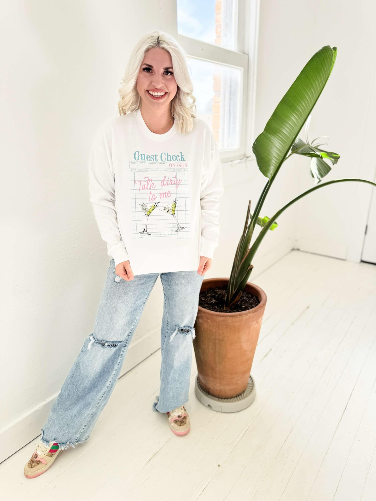 Women - Apparel - Shirts - T-Shirts Talk Dirty To Me Martinis Sweatshirt