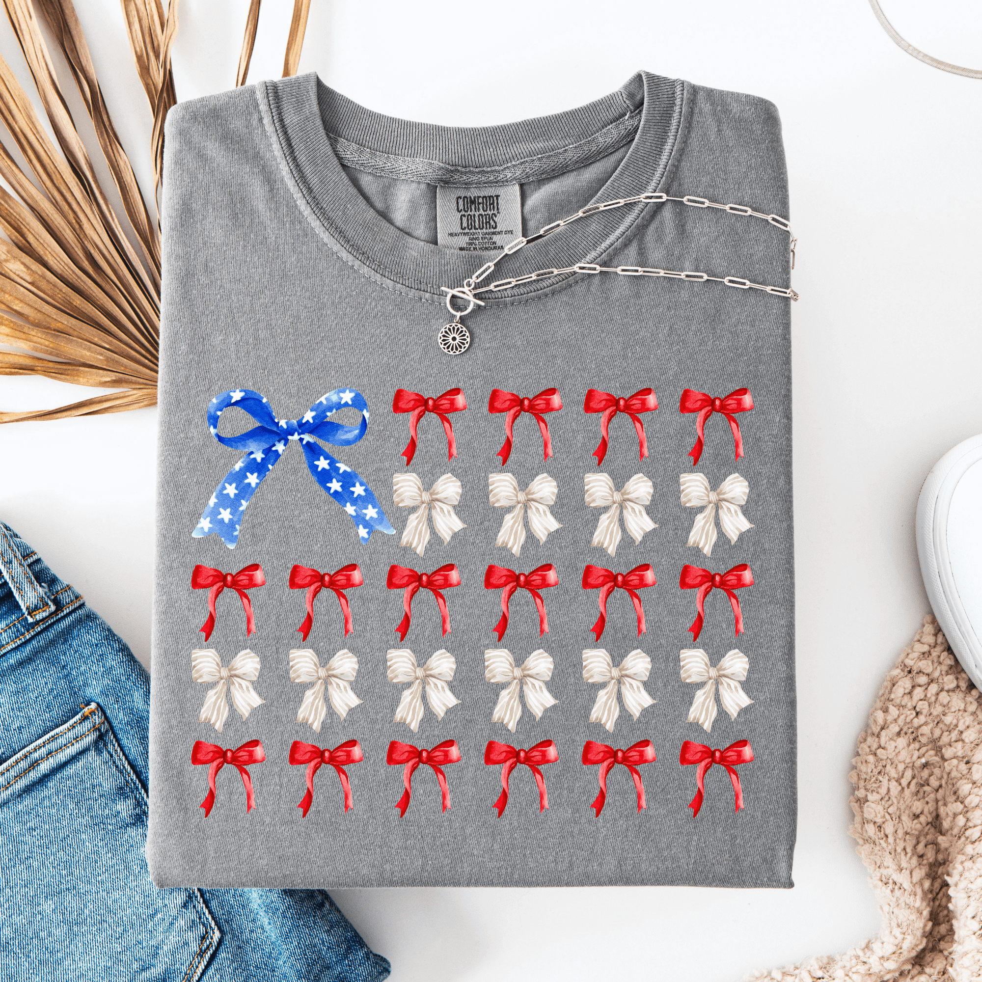 Women - Apparel - Shirts - T-Shirts 4th Of July Bows Graphic Tee