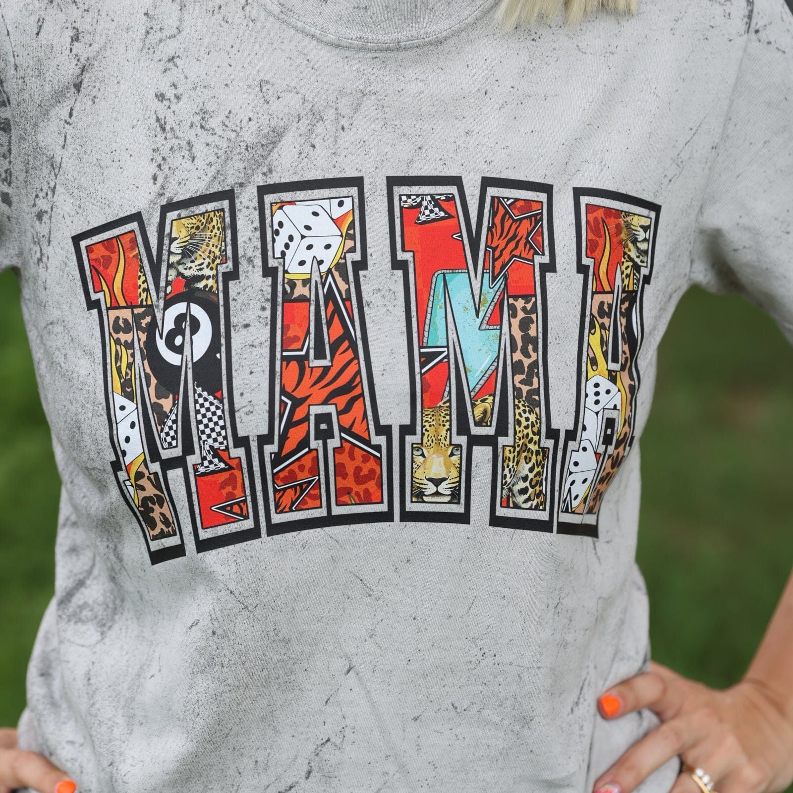 Women - Apparel - Shirts - T-Shirts 8 Ball Mama DIstressed Graphic Tee