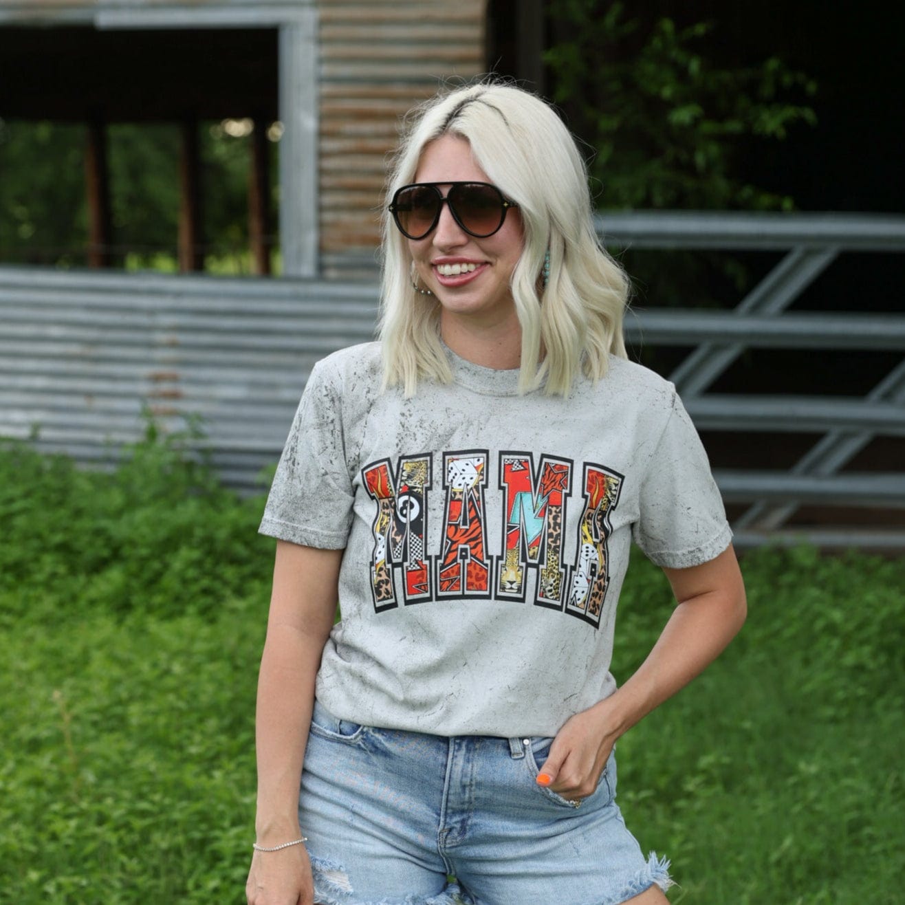 Women - Apparel - Shirts - T-Shirts 8 Ball Mama DIstressed Graphic Tee