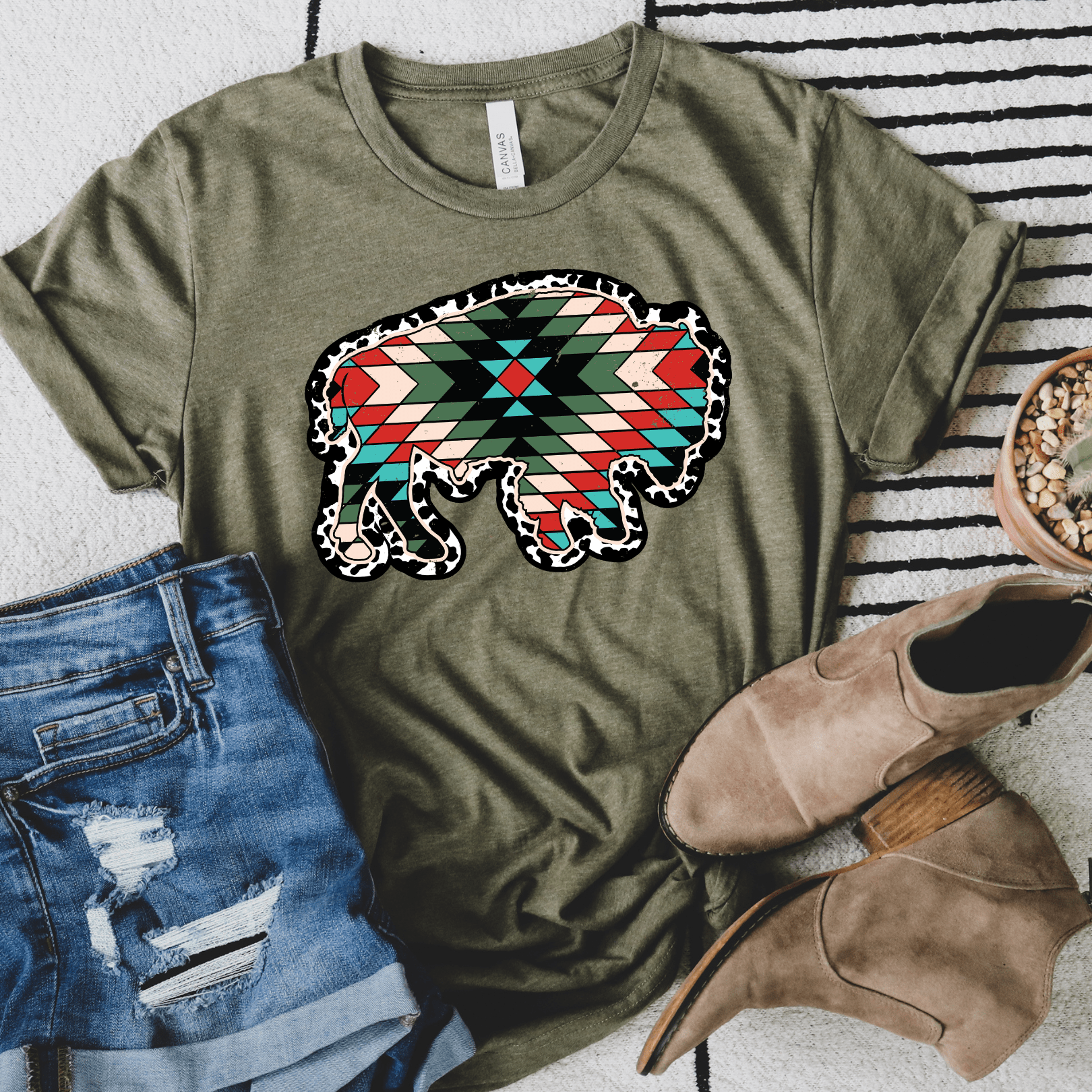Women - Apparel - Shirts - T-Shirts Aztec Buffalo Graphic Tee