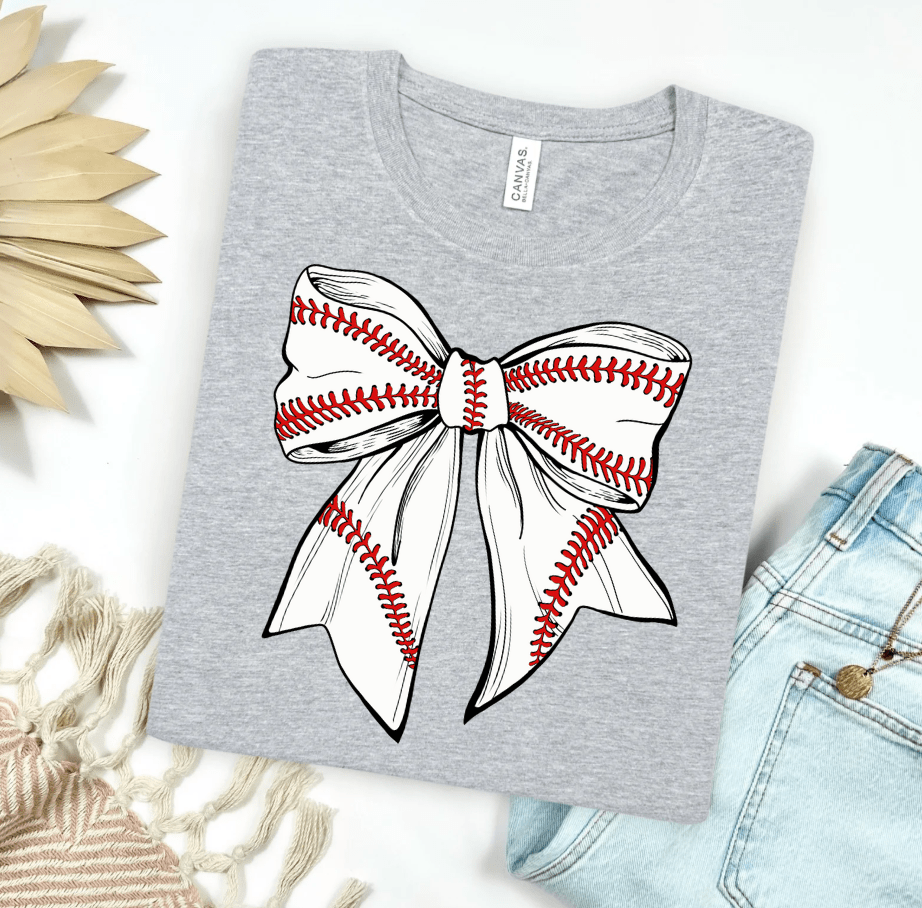 Women - Apparel - Shirts - T-Shirts Baseball Bow Graphic Tee