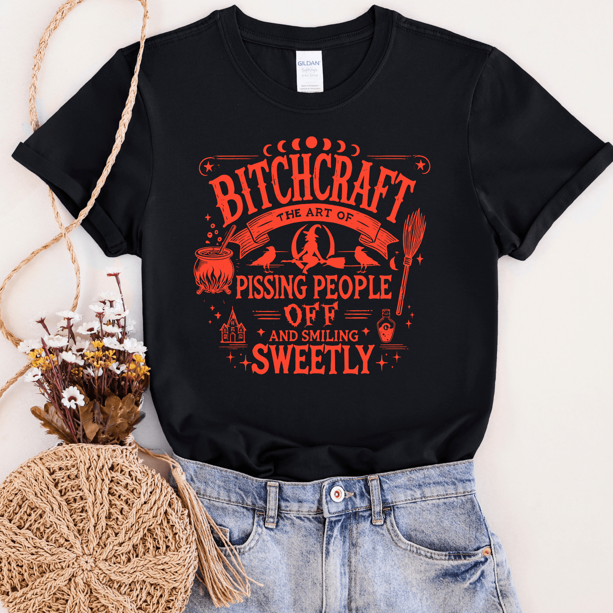 Women - Apparel - Shirts - T-Shirts Bitchcraft Orange Graphic Tee