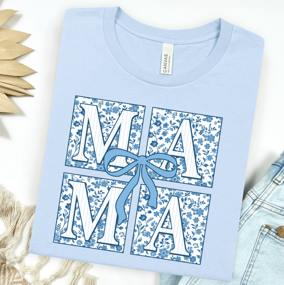Women - Apparel - Shirts - T-Shirts Blue Floral Mama Square Graphic Tee