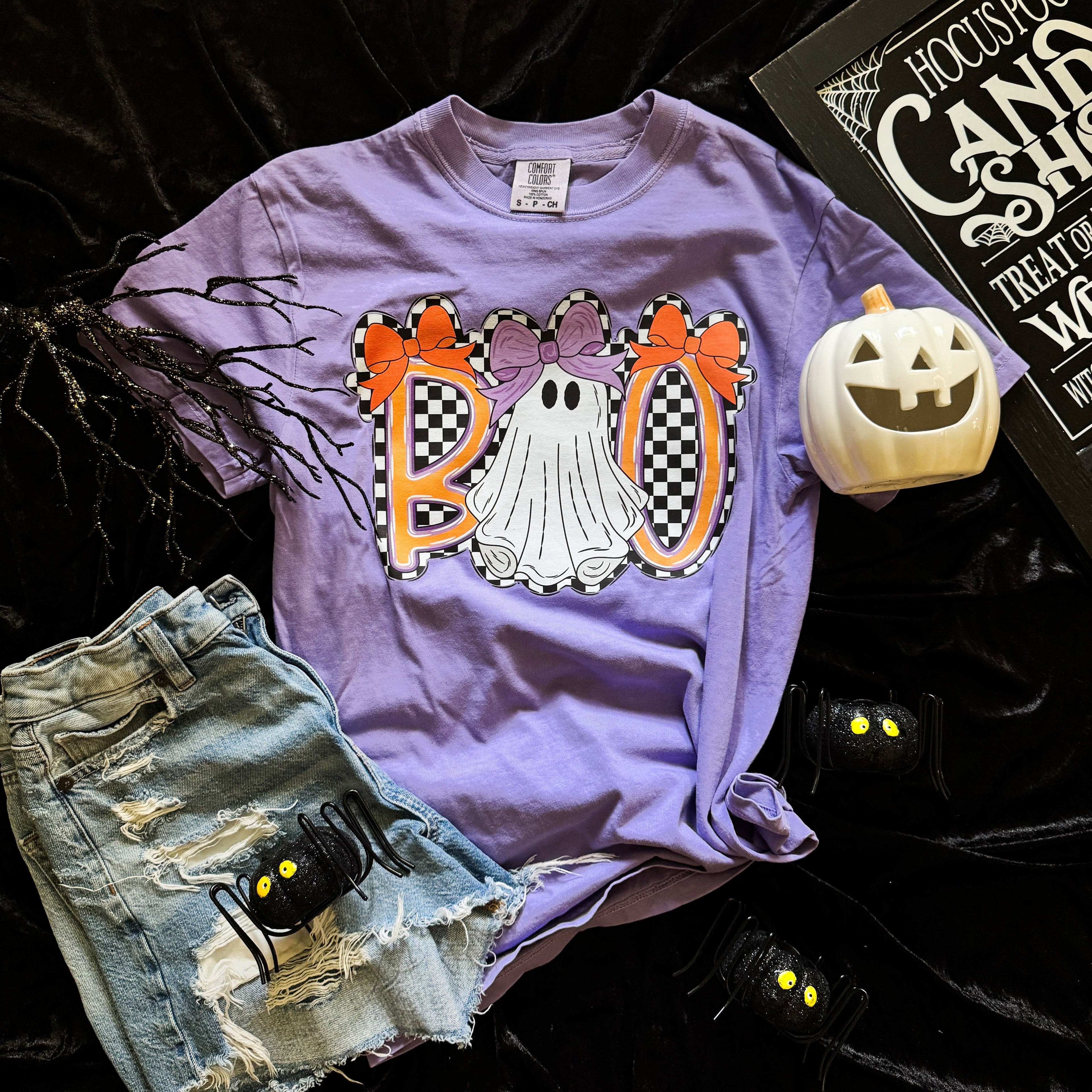 Women - Apparel - Shirts - T-Shirts Boo Checker Ghost Soft Graphic Tee