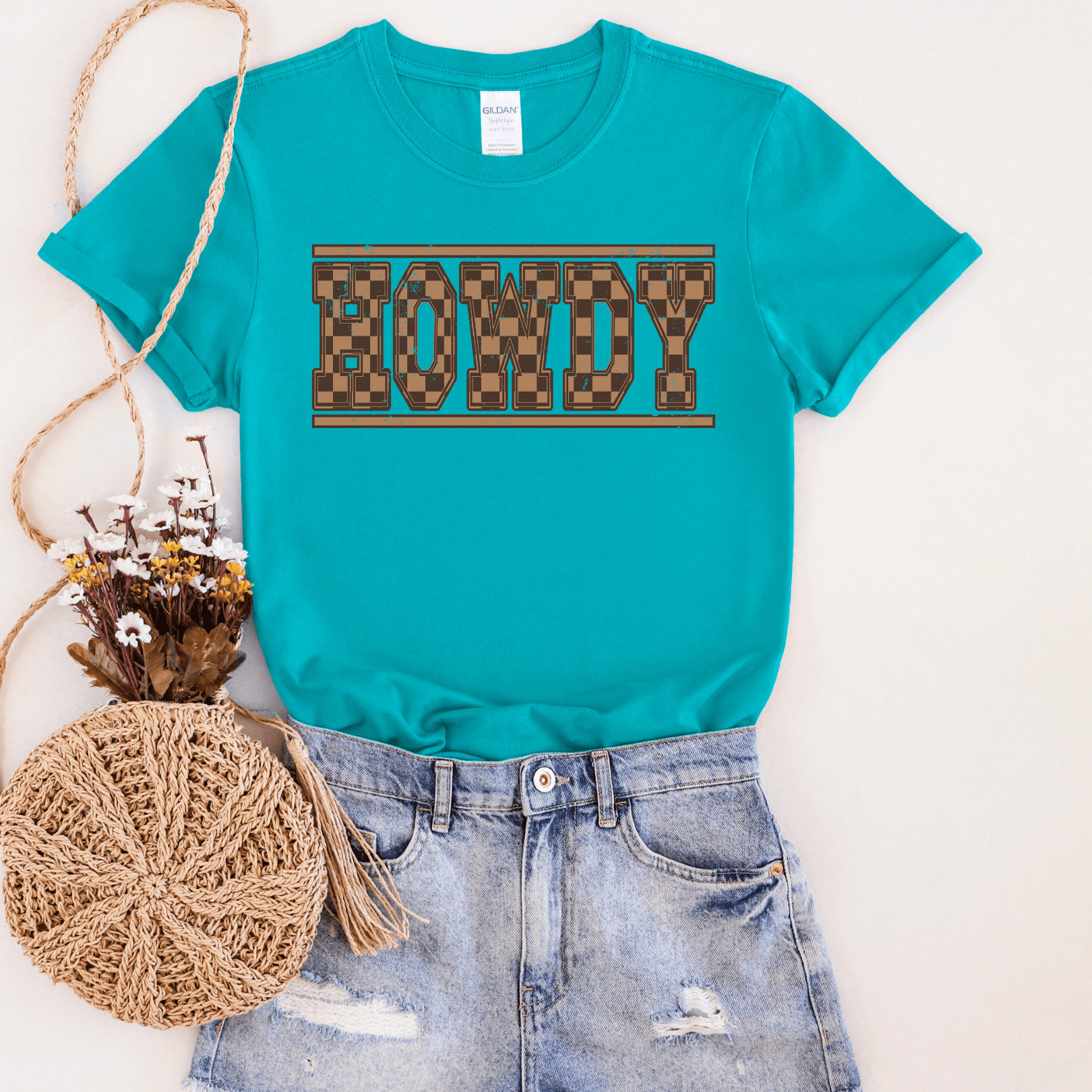 Women - Apparel - Shirts - T-Shirts Checkered Howdy Graphic Tee