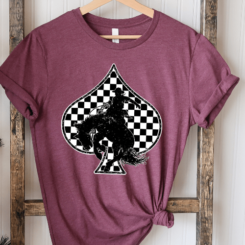 Women - Apparel - Shirts - T-Shirts Checkered Spade Cowboy Graphic Tee