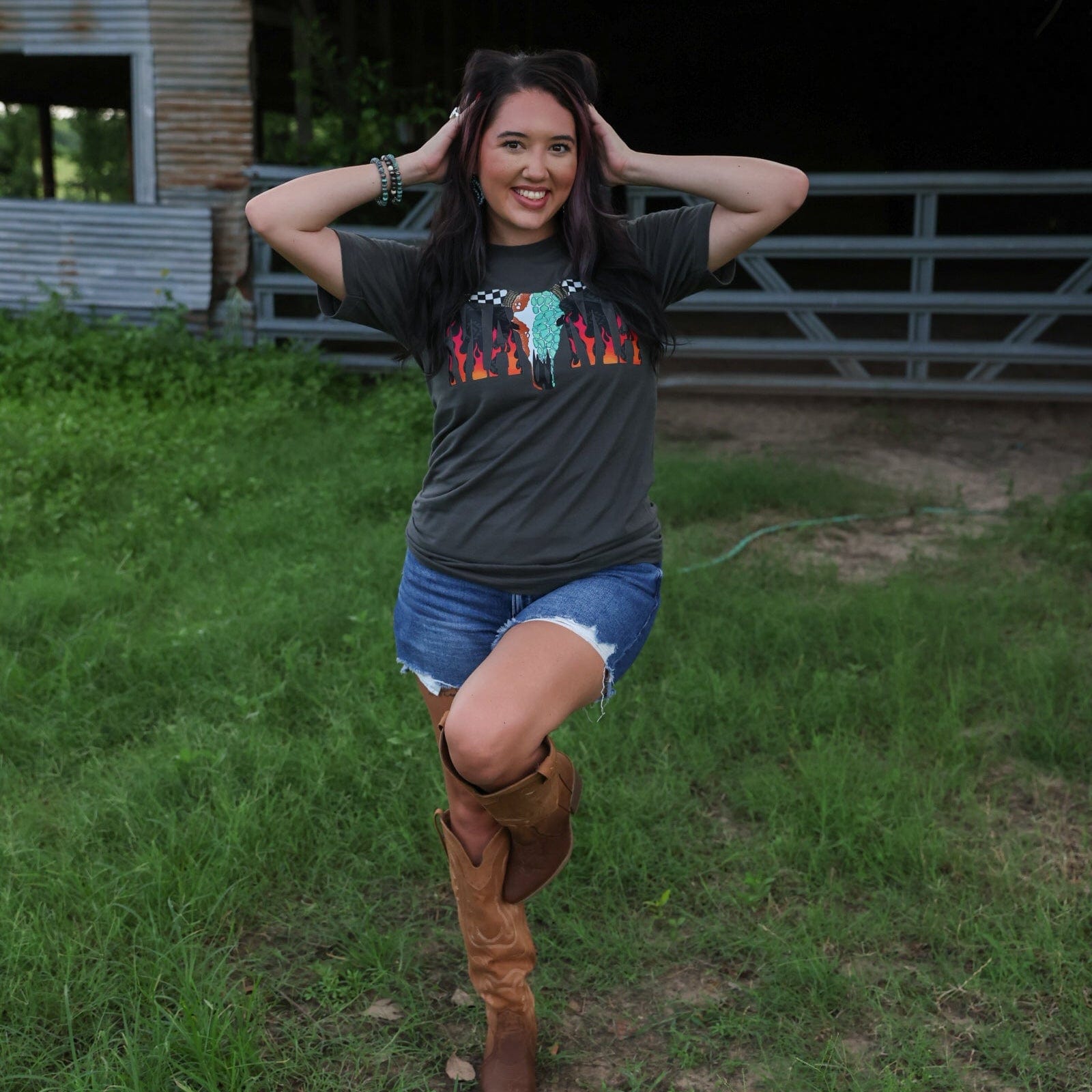 Women - Apparel - Shirts - T-Shirts Desert Skull Flame Mama Soft Graphic Tee