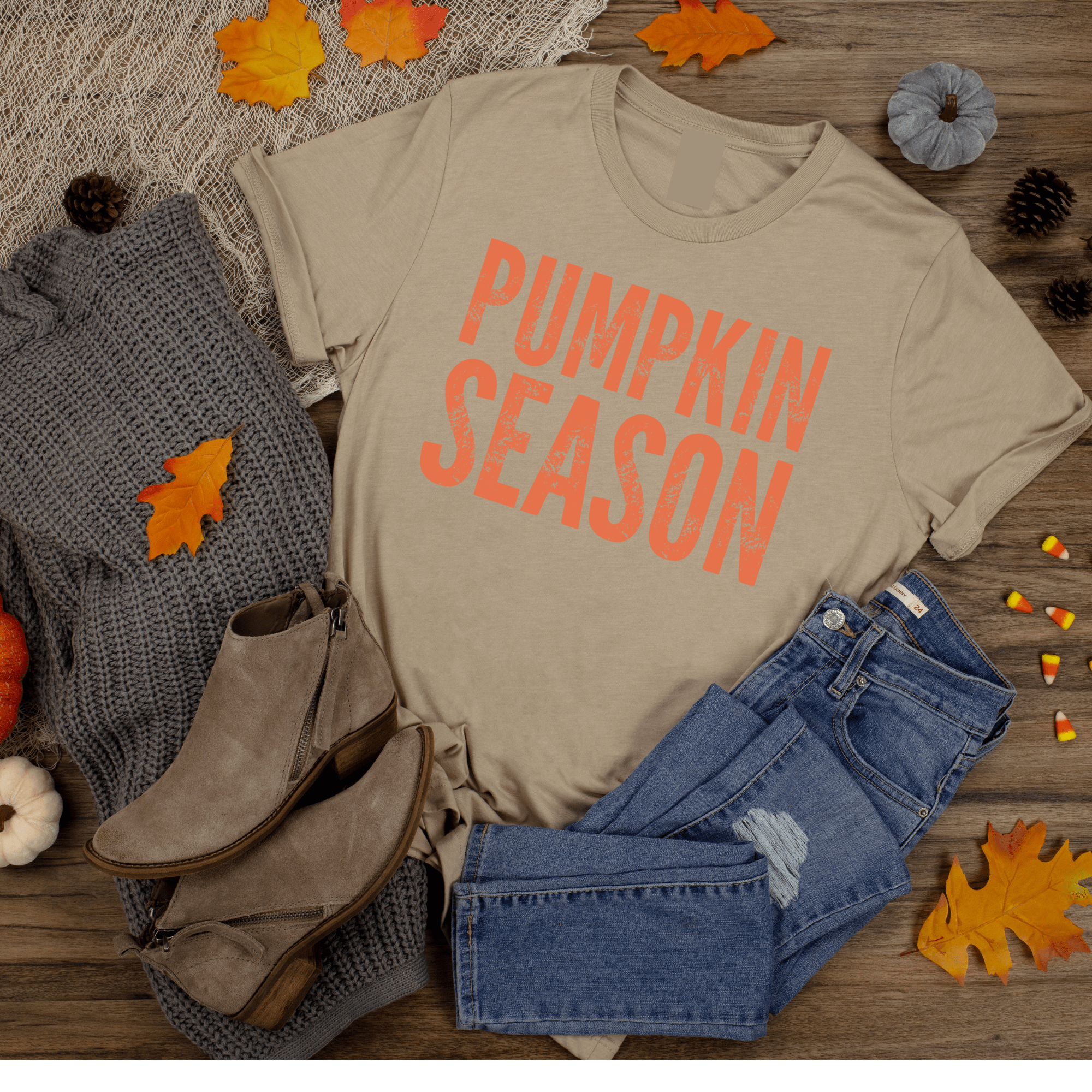 Women - Apparel - Shirts - T-Shirts Distressed Pumpkin Season Graphic Tee