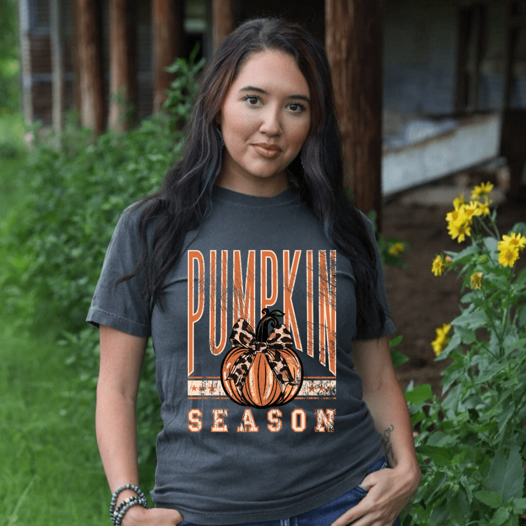 Women - Apparel - Shirts - T-Shirts Distressed Pumpkin Season Graphic Tee