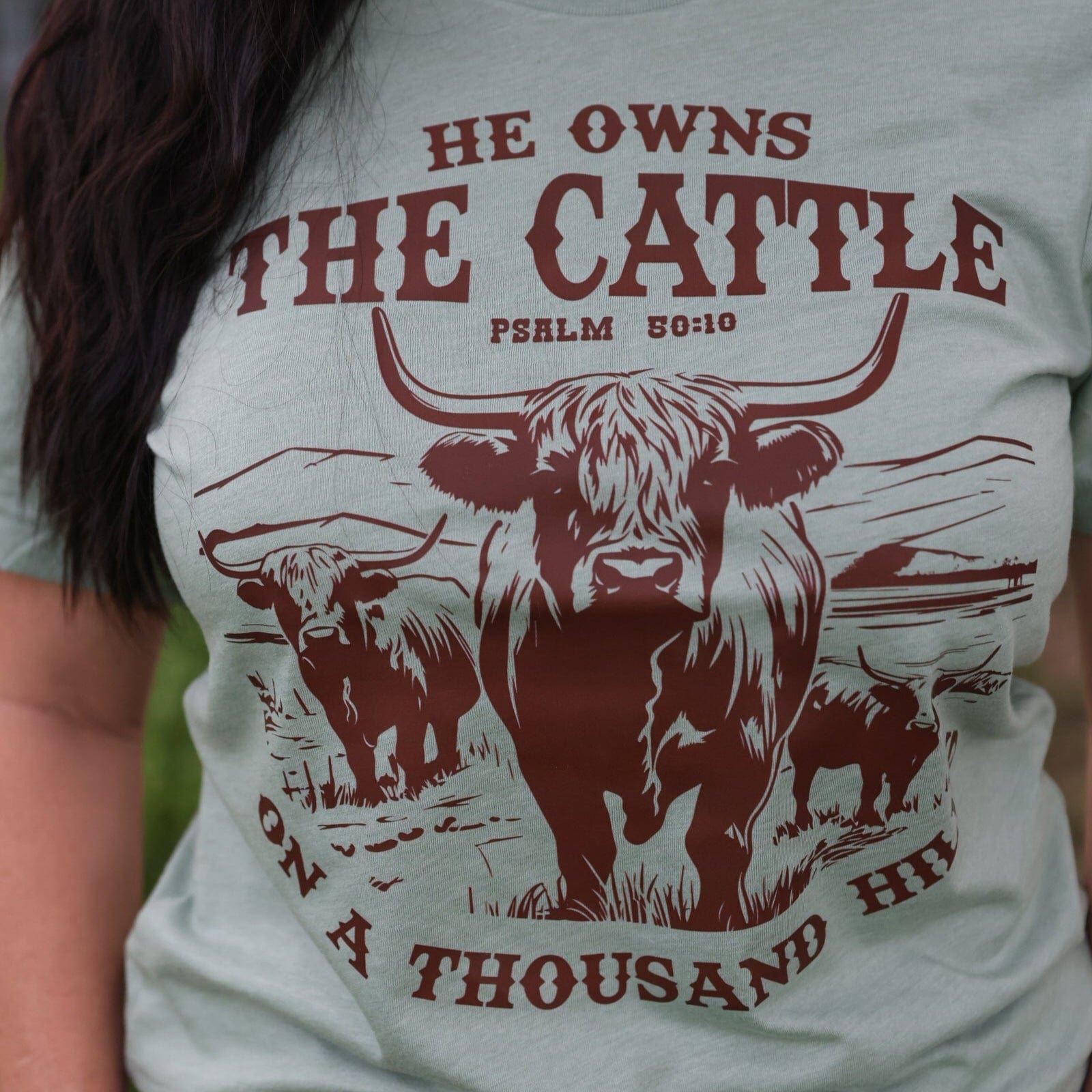 Women - Apparel - Shirts - T-Shirts He Owns the Cattle Psalm 50:10 Soft Graphic Tee