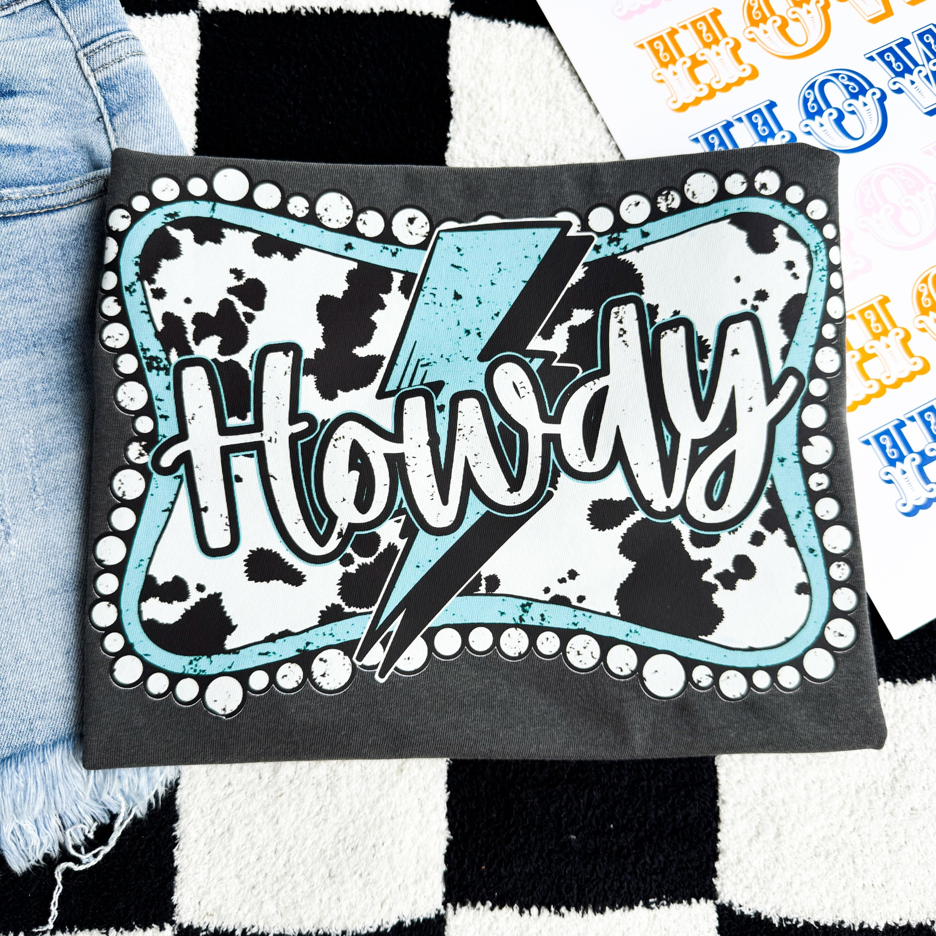 Women - Apparel - Shirts - T-Shirts Howdy Cow Lightning Graphic Tee