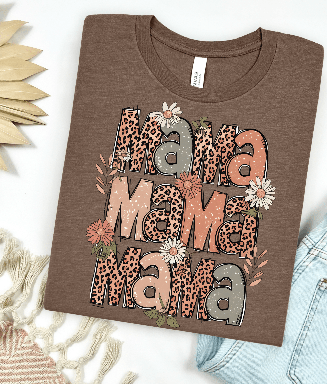 Women - Apparel - Shirts - T-Shirts Leopard Floral Mama Graphic Tee