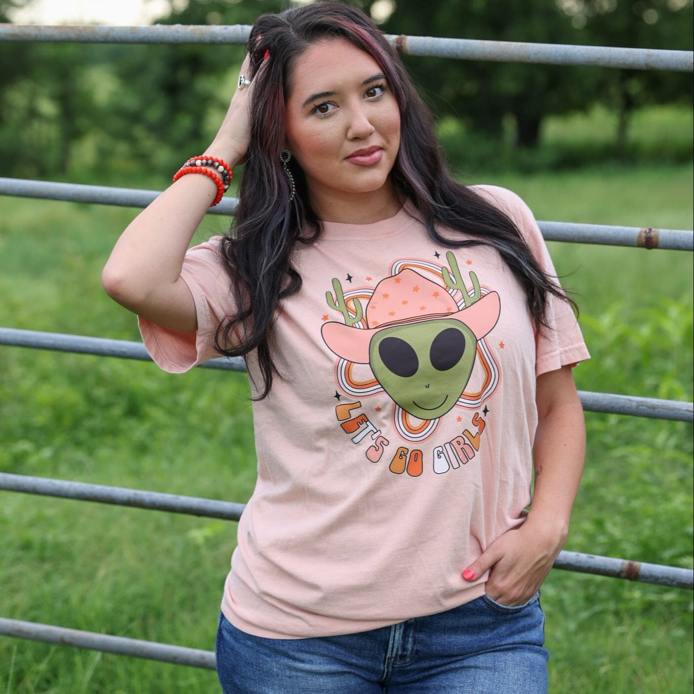 Women - Apparel - Shirts - T-Shirts Let’s Go Girls Alien Cowgirl Soft Graphic Tee