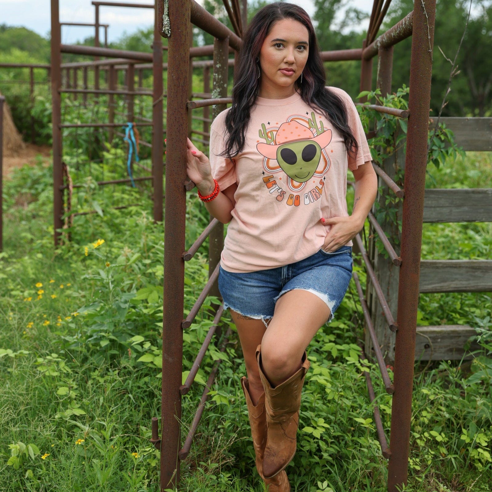 Women - Apparel - Shirts - T-Shirts Let’s Go Girls Alien Cowgirl Soft Graphic Tee