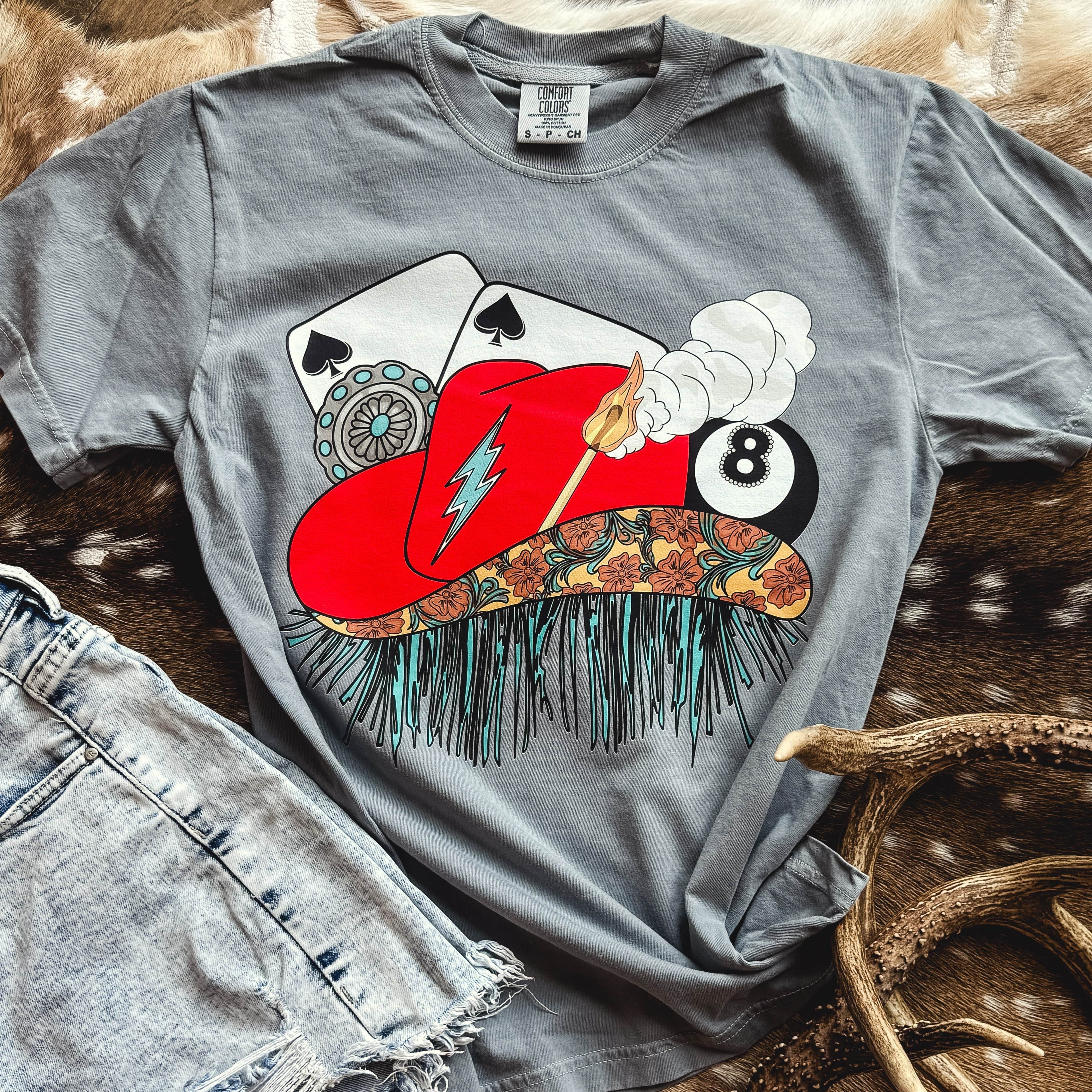 Women - Apparel - Shirts - T-Shirts Lucky Cowboy Hat Graphic Tee