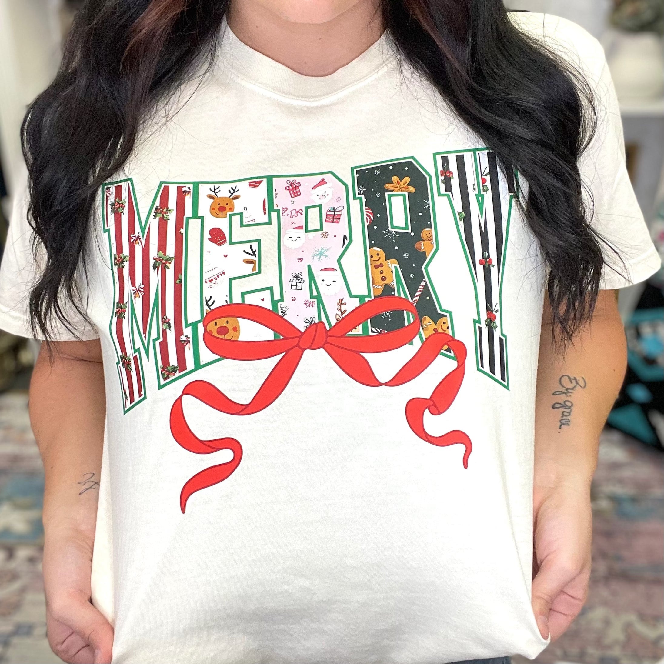 Women - Apparel - Shirts - T-Shirts Merry Bow Graphic Tee