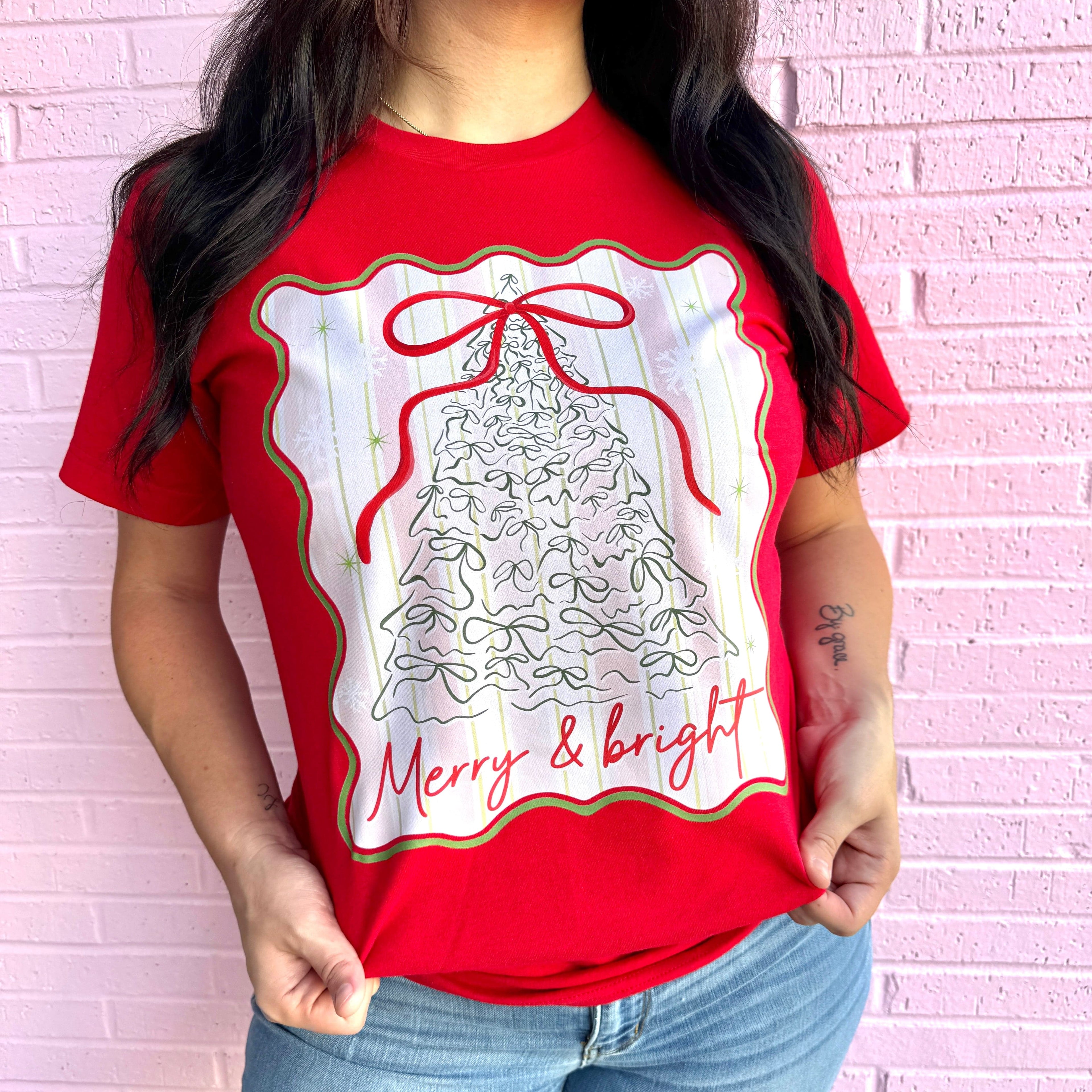 Women - Apparel - Shirts - T-Shirts Merry & Bright Tree Graphic Tee