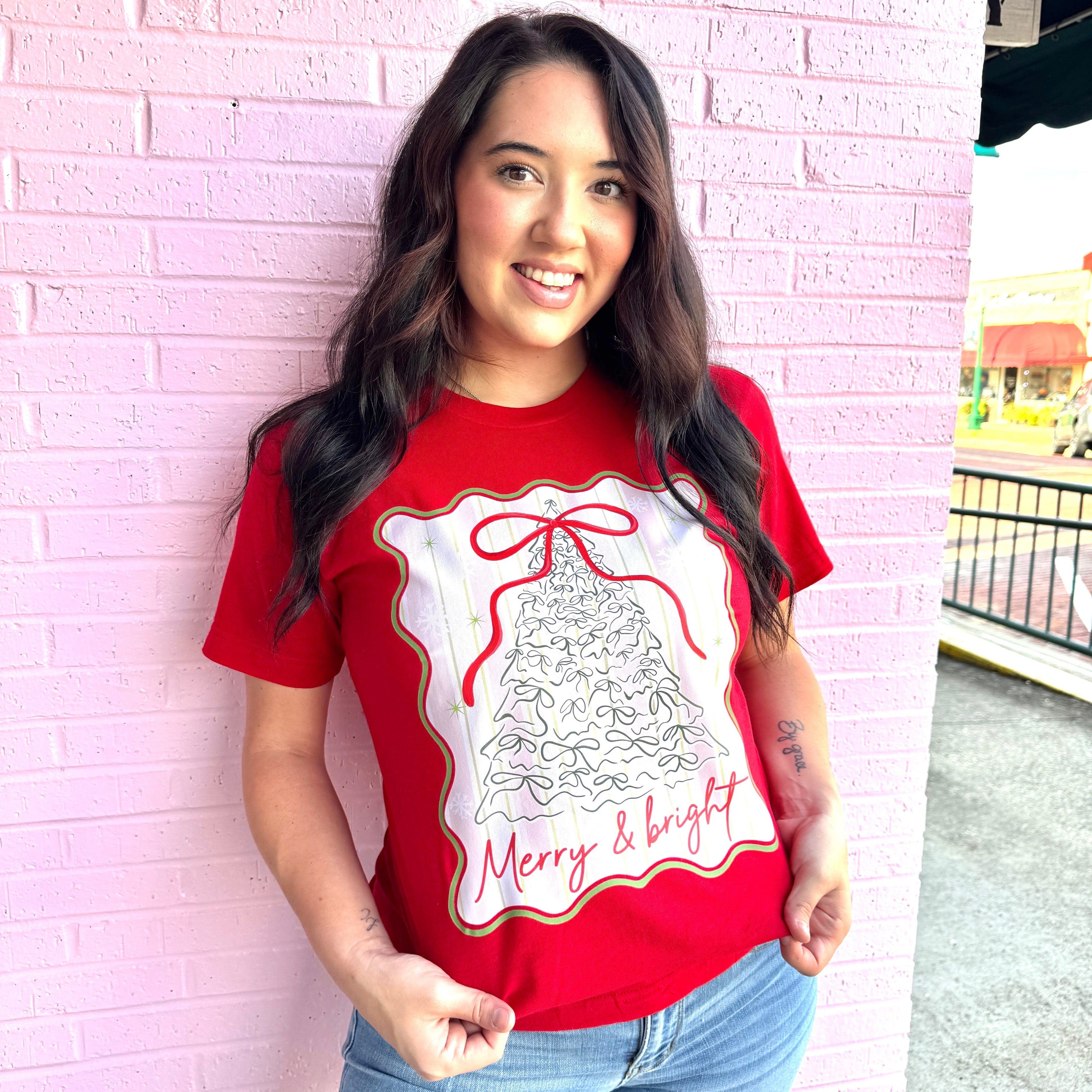 Women - Apparel - Shirts - T-Shirts Merry & Bright Tree Graphic Tee
