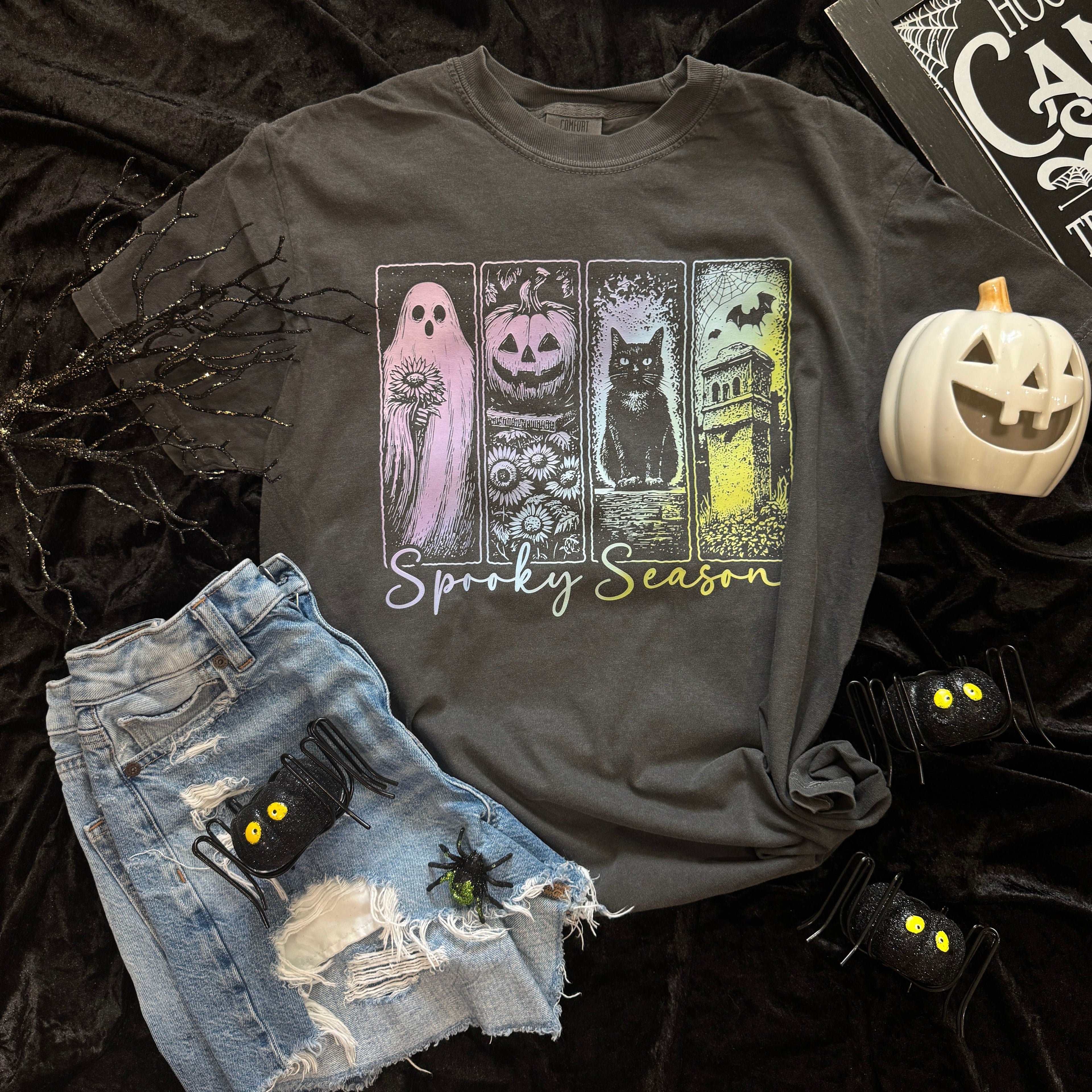 Women - Apparel - Shirts - T-Shirts Pastel Spooky Season Soft Graphic Tee