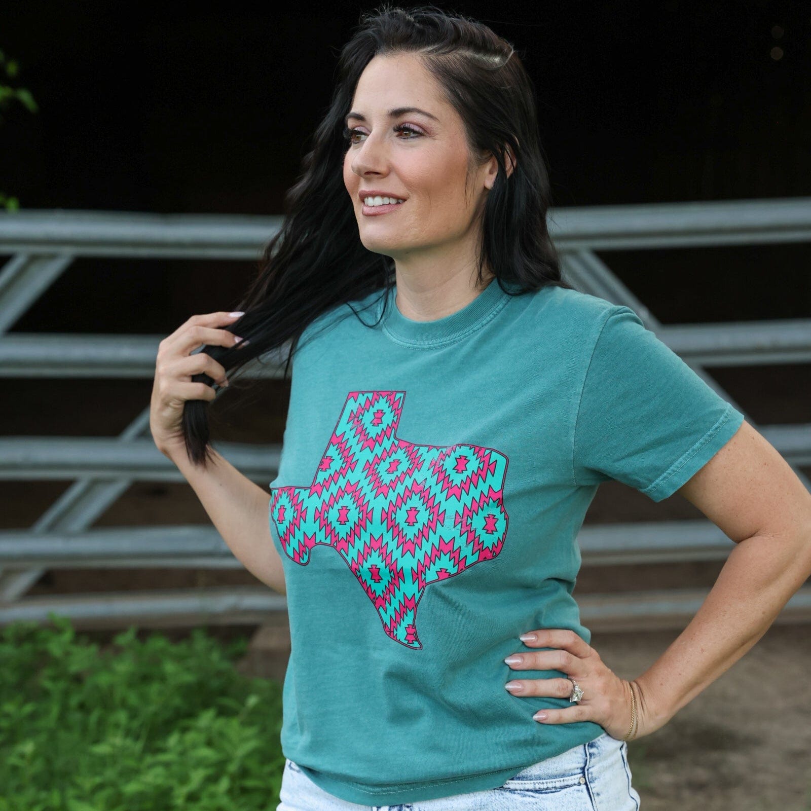 Women - Apparel - Shirts - T-Shirts Pink Aztec Texas Soft Graphic Tee