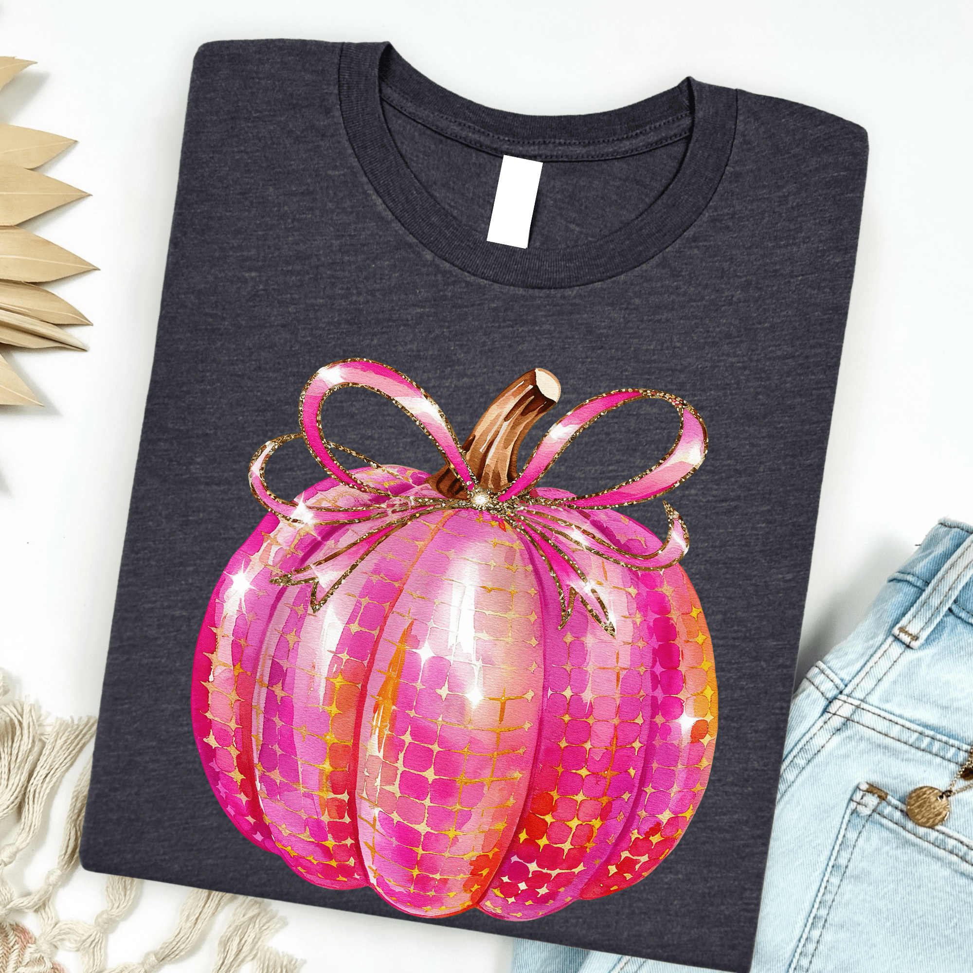 Women - Apparel - Shirts - T-Shirts Pink Disco Pumpkin Graphic Tee