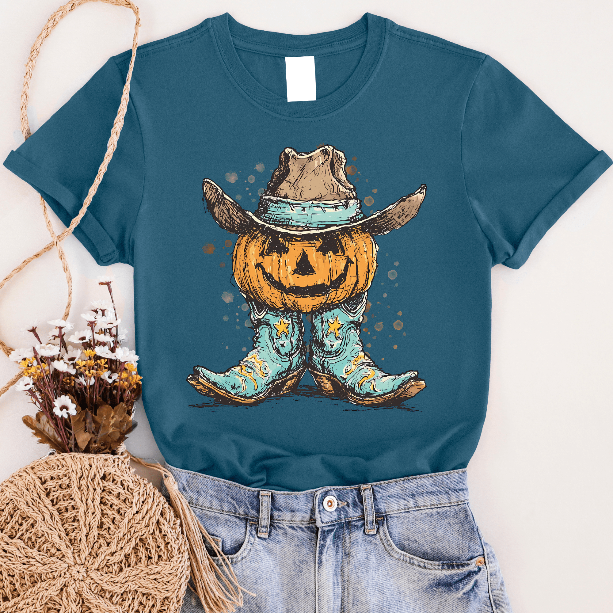 Women - Apparel - Shirts - T-Shirts Pumpkin Cowboy Graphic Tee