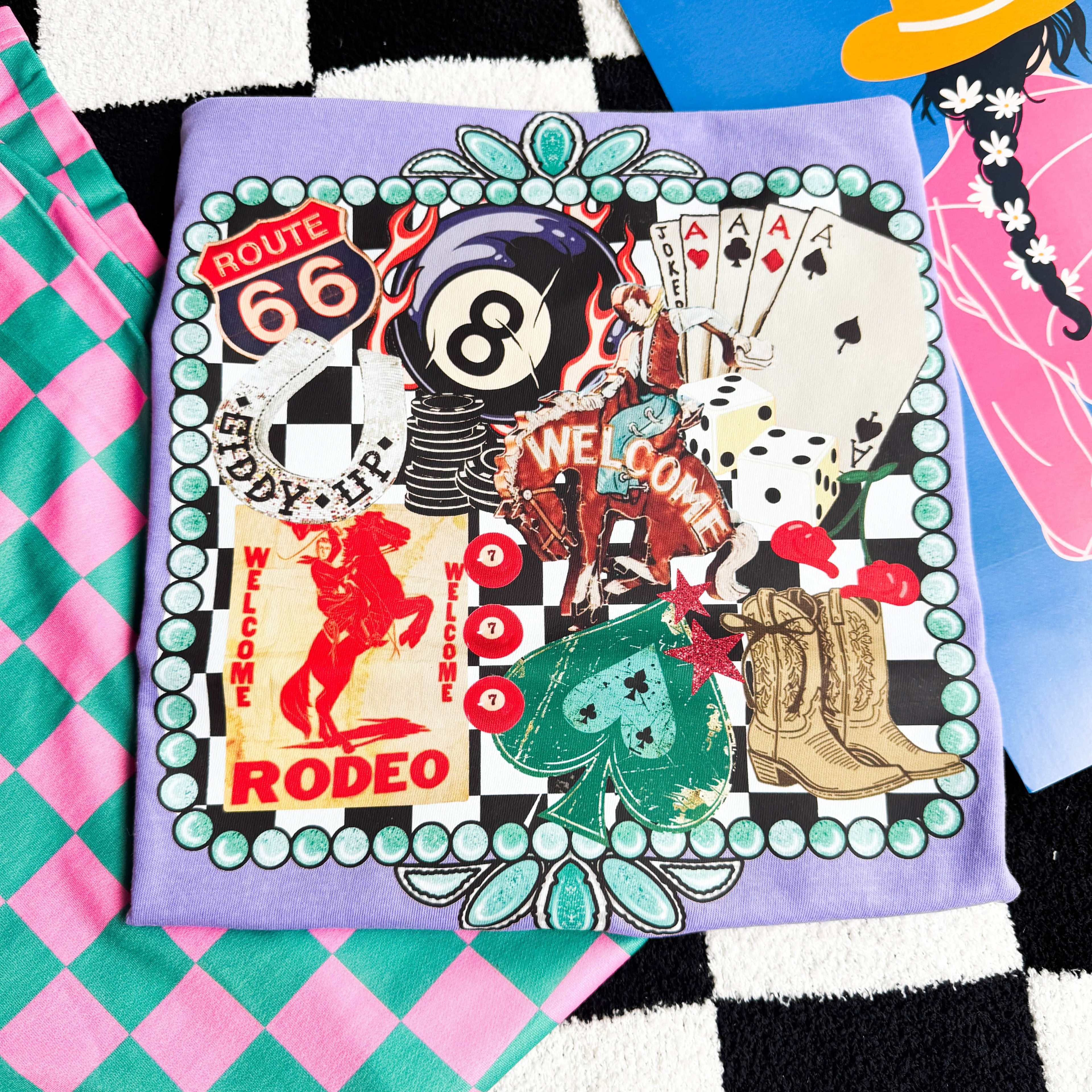 Women - Apparel - Shirts - T-Shirts Rodeo 8 Ball Turquoise Graphic Tee