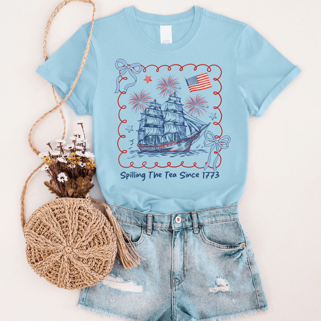 Women - Apparel - Shirts - T-Shirts Spilling Tea Since 1773 Graphic Tee