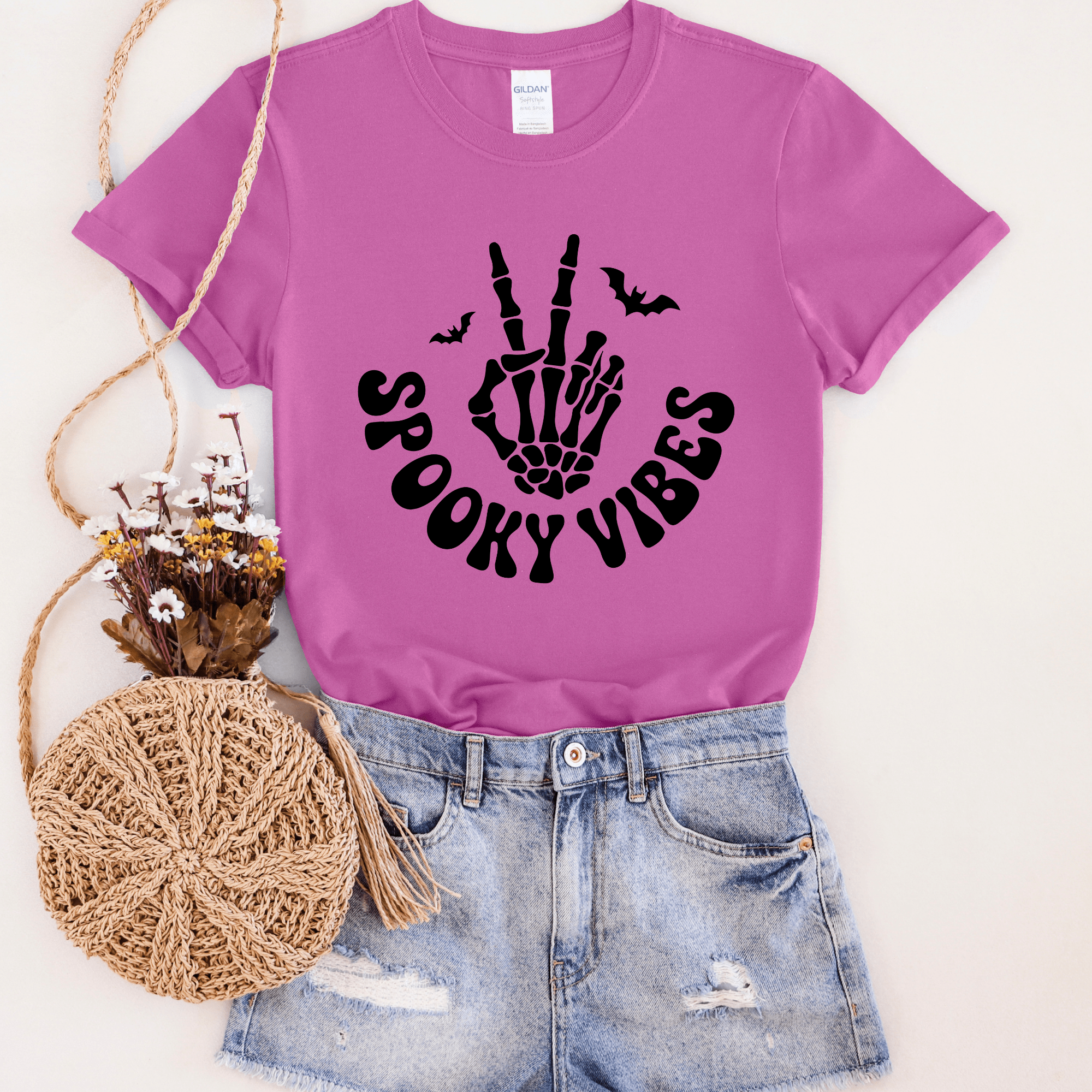 Women - Apparel - Shirts - T-Shirts Spooky Vibes Peace Graphic Tee